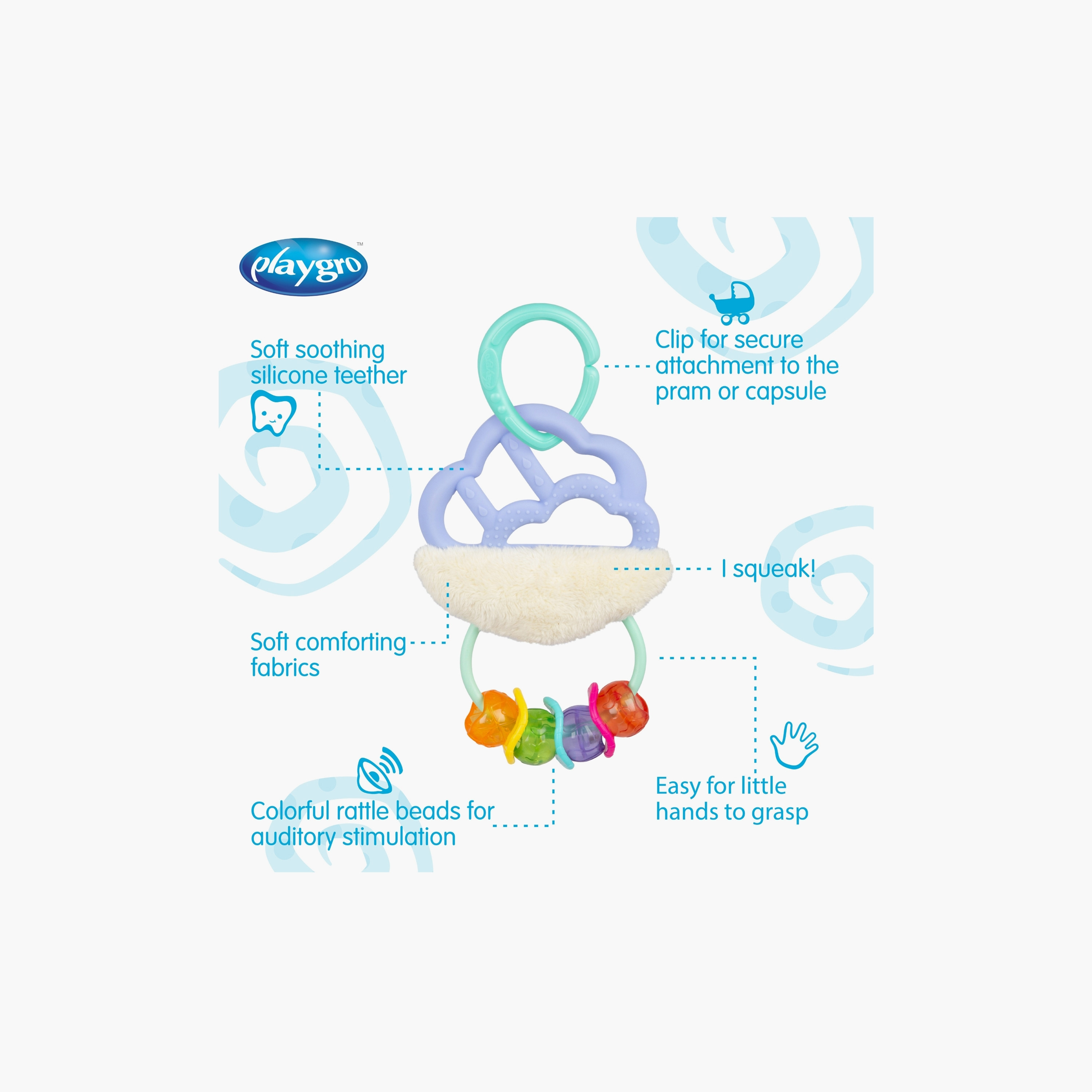 Playgro Dreamy Gums Silicone Rattle Toy-toys-babyandtoddlertoys-rattlesandteethers-image-2