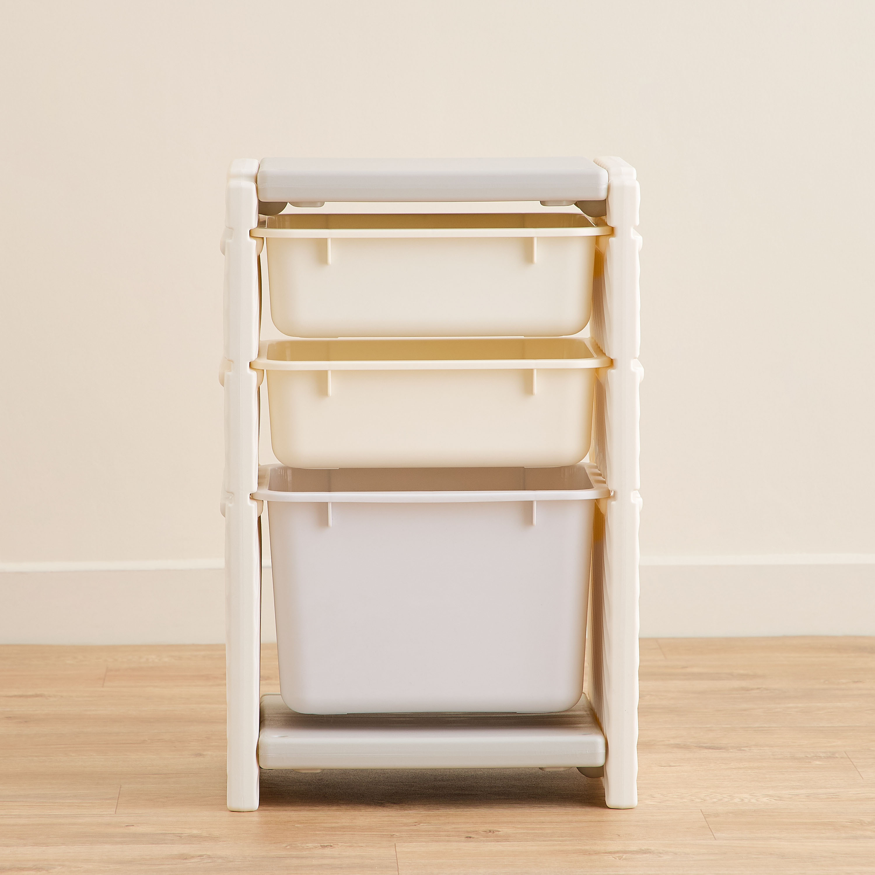 Little Bloomers Super Toy Storage - 2 Small Baskets & 1 Large Basket with Cover - White & Grey-baby-nursery-furniture-wardrobesandstorage-image-2
