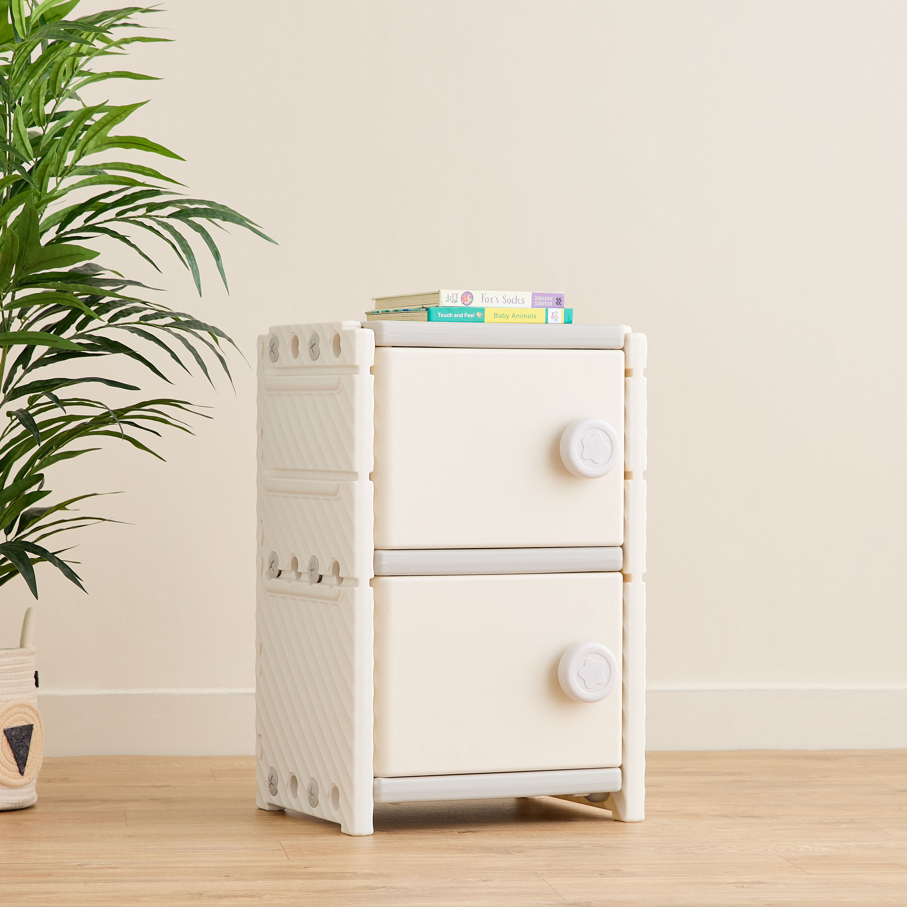 Little Bloomers Super Toy Storage - 2 Baskets with Door - White & Grey-baby-nursery-furniture-wardrobesandstorage-image-1