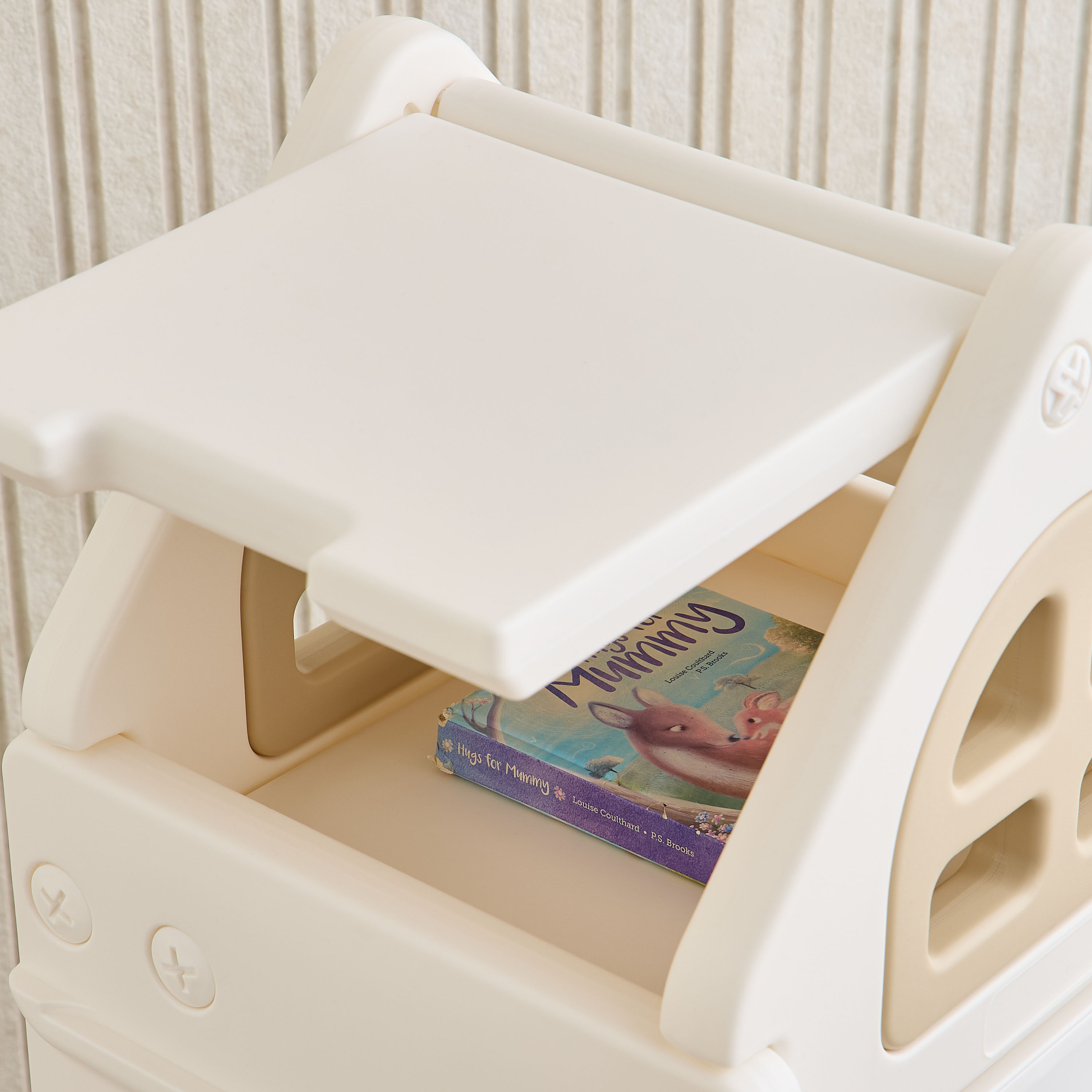 Little Bloomers Toy Storage Cabinet & 3 Storage Baskets with Cover - White & Camel-baby-nursery-furniture-wardrobesandstorage-image-4