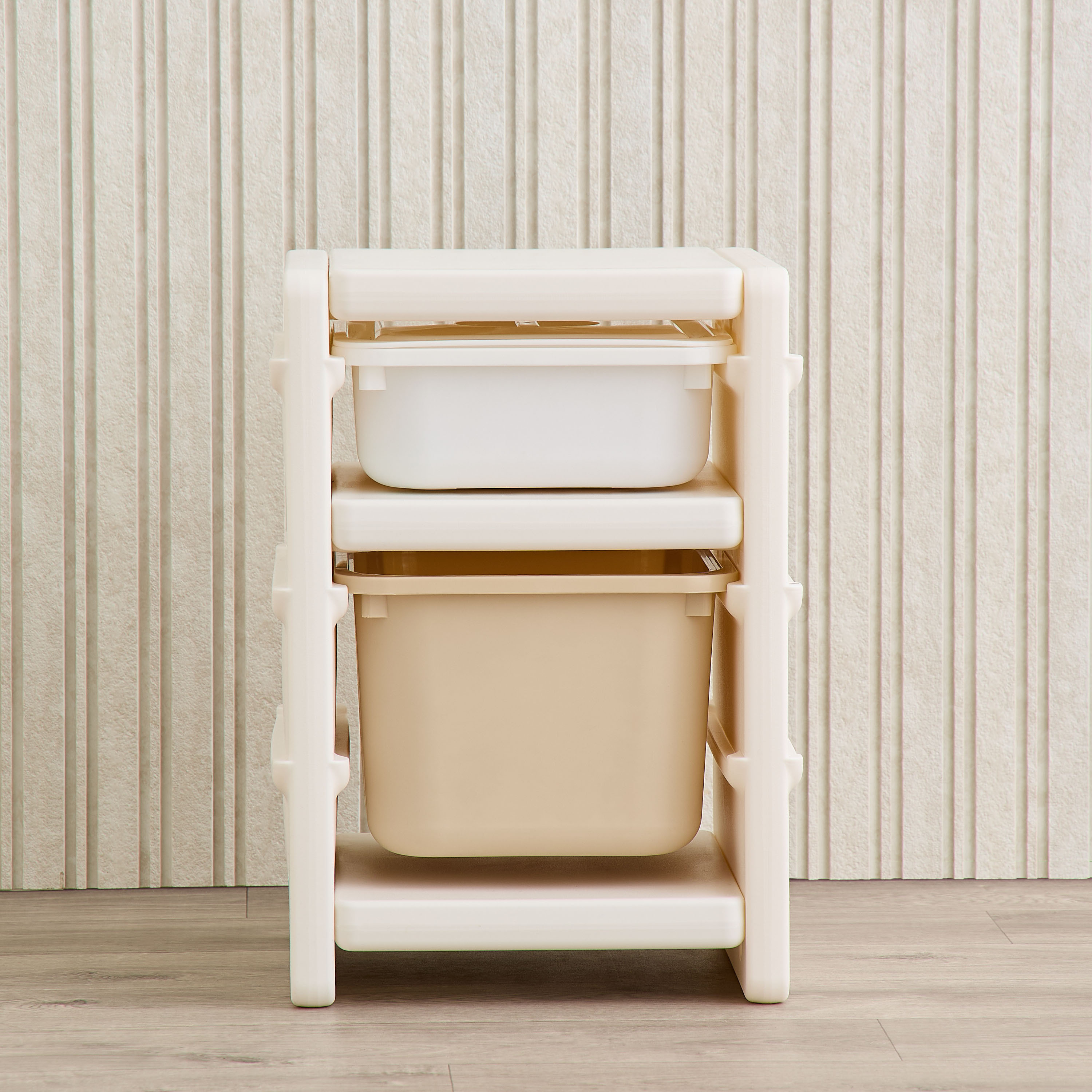 Little Bloomers Toy Storage Side Cabinet -  2 Baskets with Cover - White & Grey-baby-nursery-furniture-wardrobesandstorage-image-2