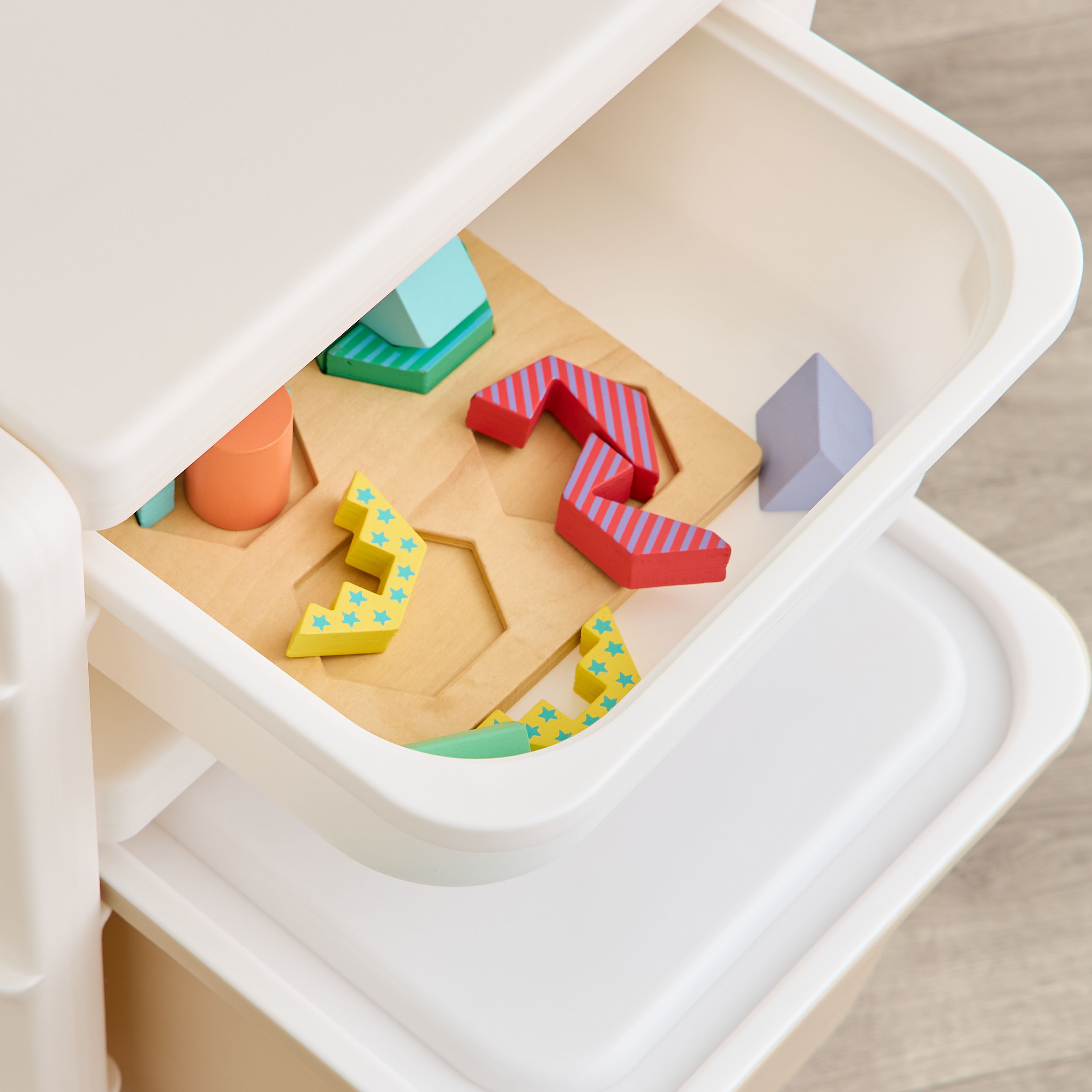 Little Bloomers Toy Storage Side Cabinet -  2 Baskets with Cover - White & Grey-baby-nursery-furniture-wardrobesandstorage-image-3