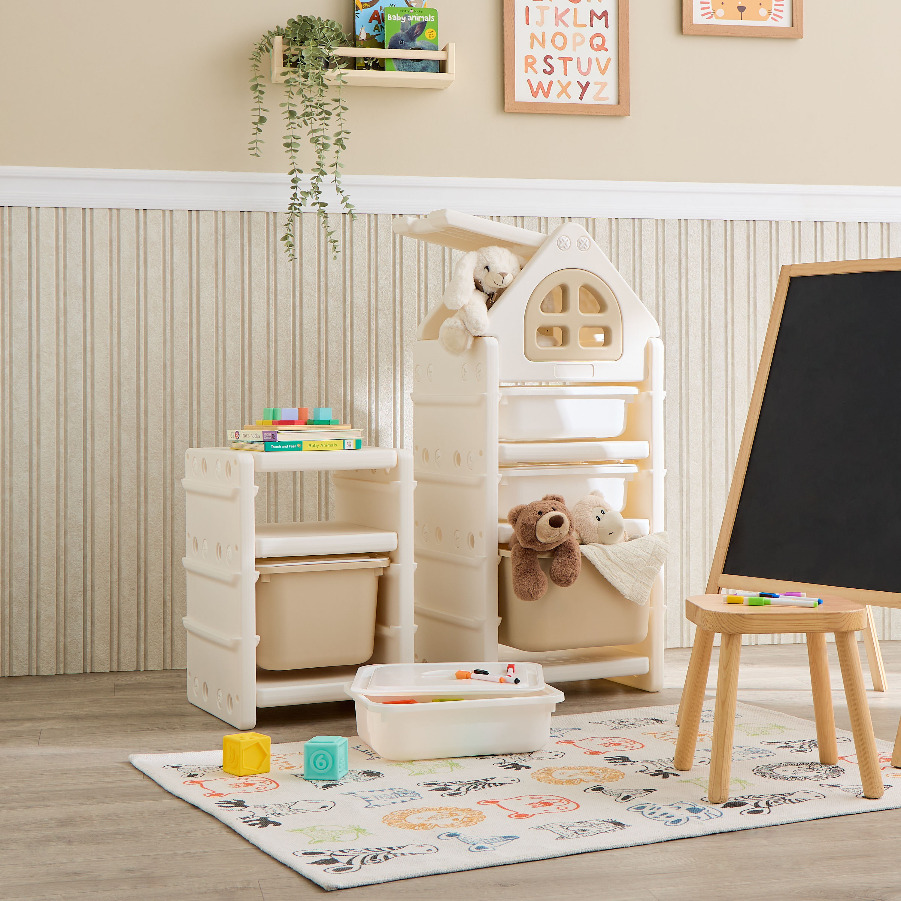 Little Bloomers Toy Storage Side Cabinet -  2 Baskets with Cover - White & Grey-baby-nursery-furniture-wardrobesandstorage-image-6