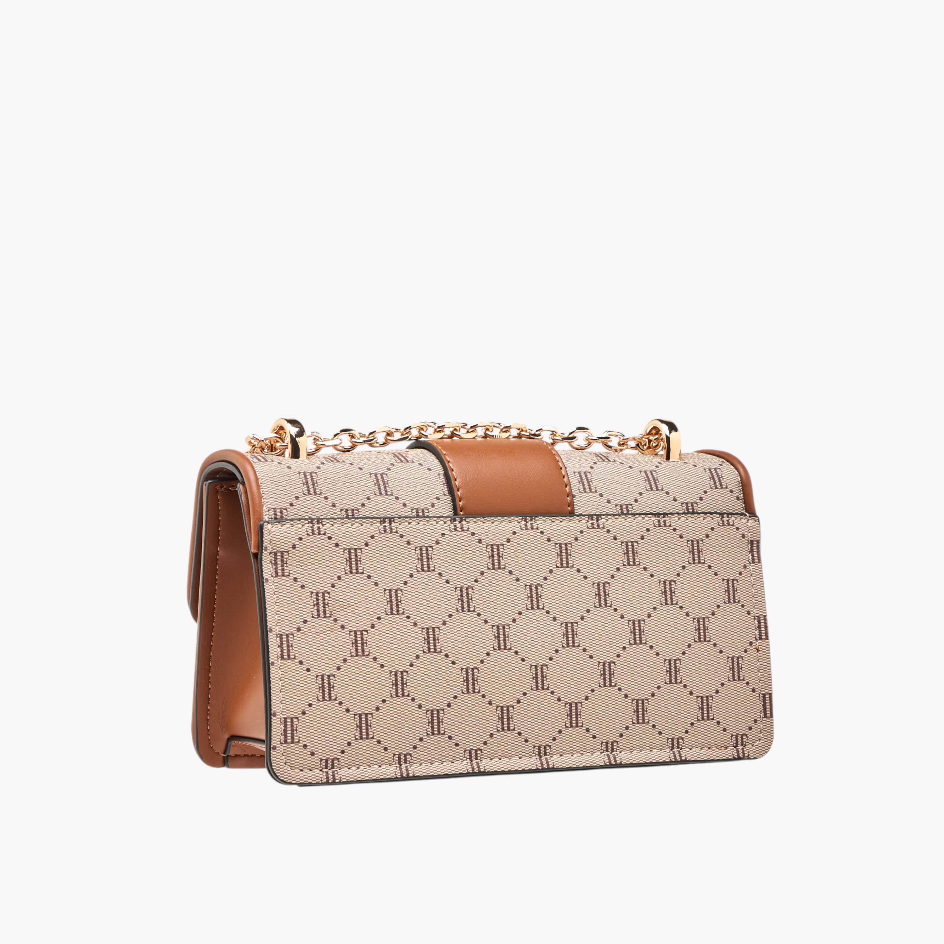 Elle Monogram Print Crossbody Bag with Chain Strap and Flap Closure-women-bagsandwallets-handbags-image-3