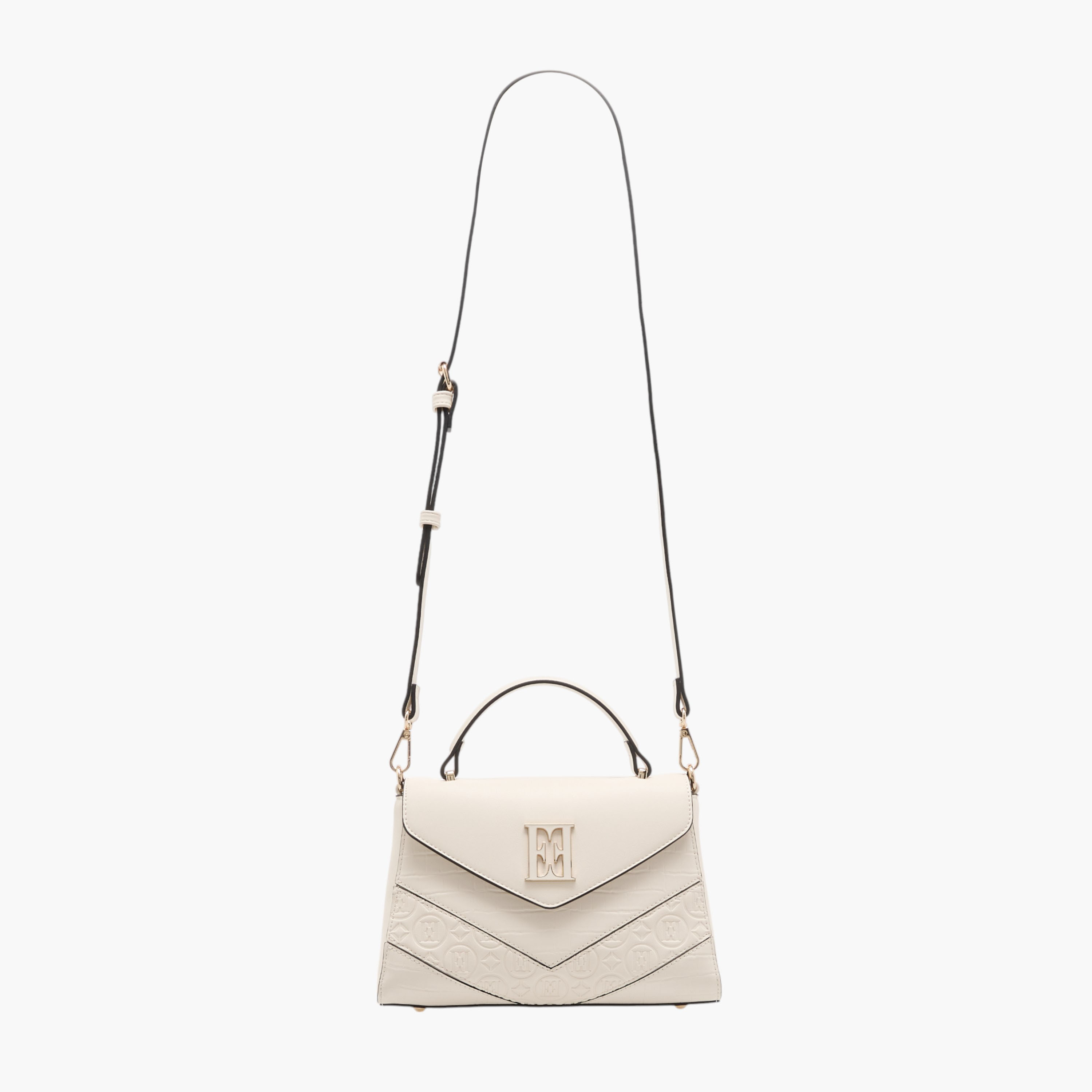 Elle Monogram Embossed Satchel Bag with Detachable Strap and Flap Closure-women-bagsandwallets-handbags-image-2