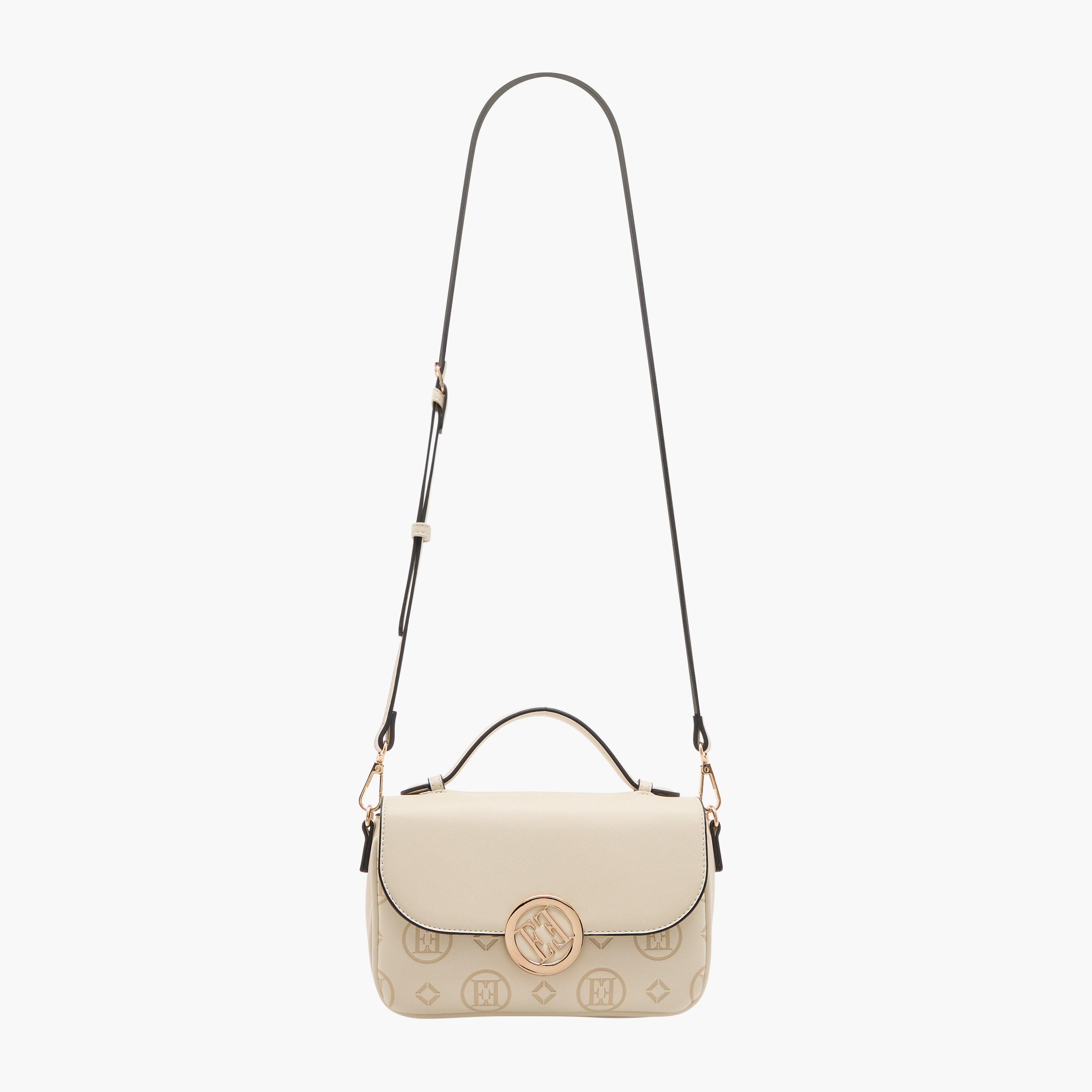 Elle Monogram Embossed Crossbody Bag with Detachable Strap and Flap Closure-women-bagsandwallets-handbags-image-2
