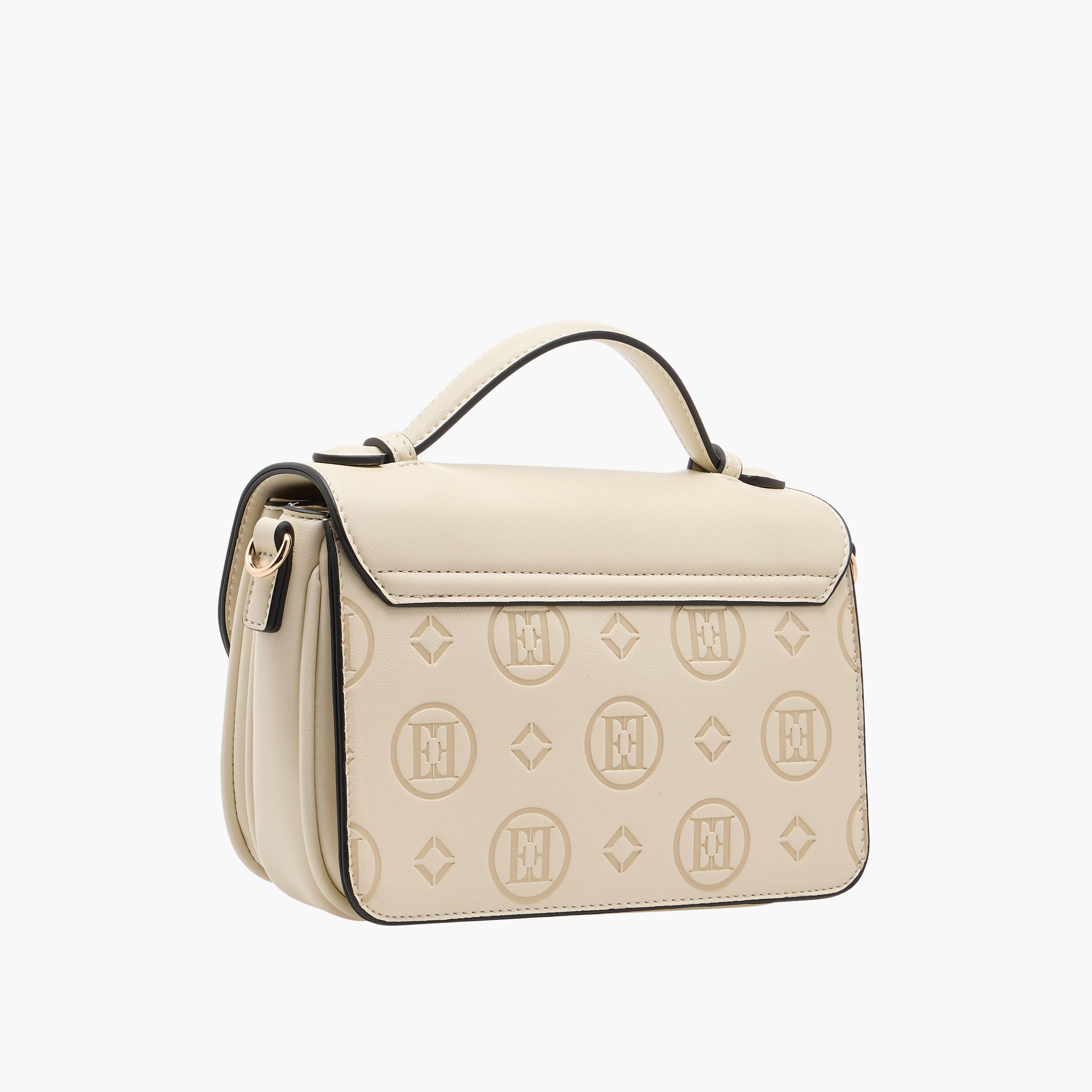 Elle Monogram Embossed Crossbody Bag with Detachable Strap and Flap Closure-women-bagsandwallets-handbags-image-3