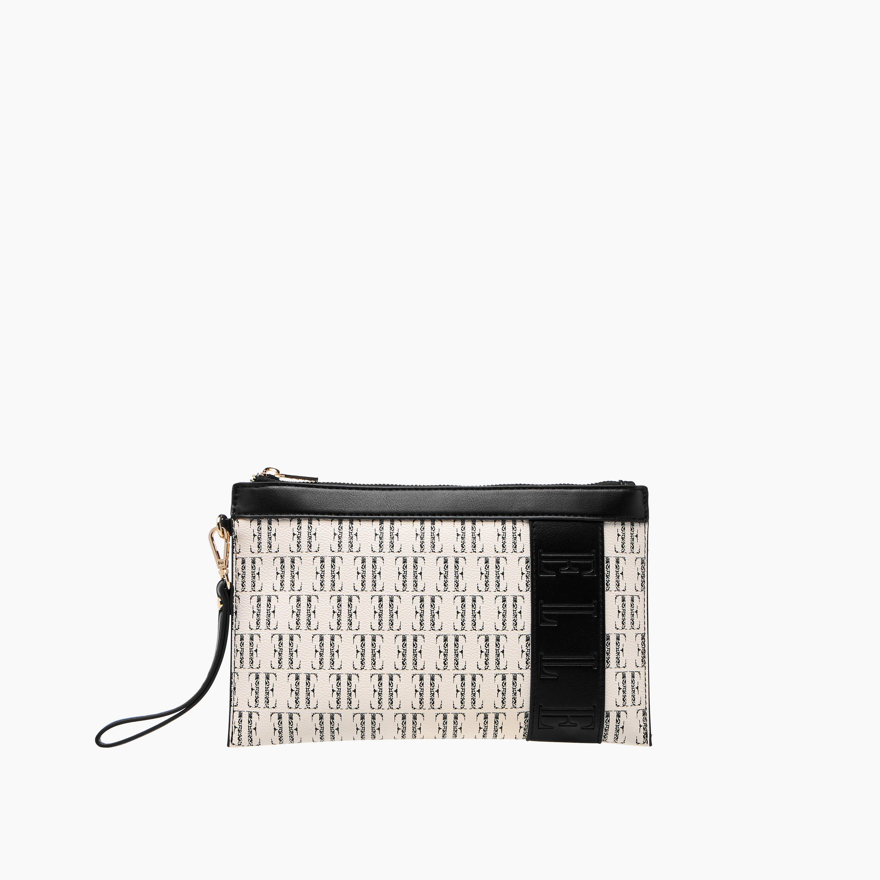 Elle Monogram Print Clutch with Zip Closure-women-bagsandwallets-handbags-image-1