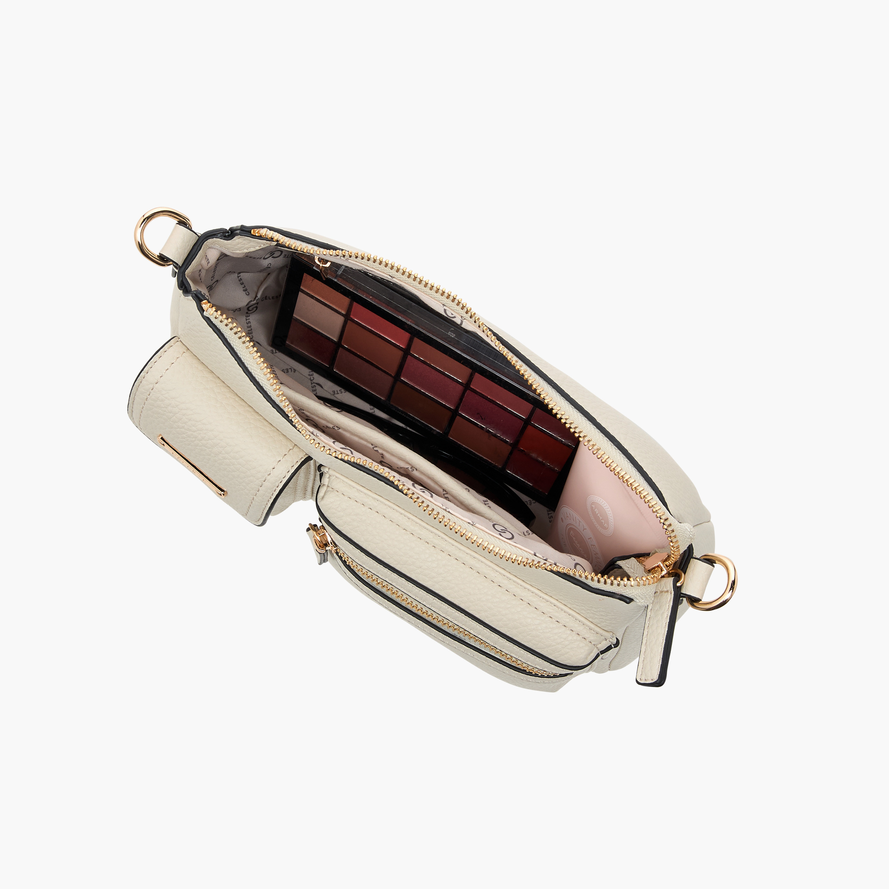 Celeste Textured Shoulder Bag with Detachable Strap and Zip Closure-women-bagsandwallets-handbags-image-7