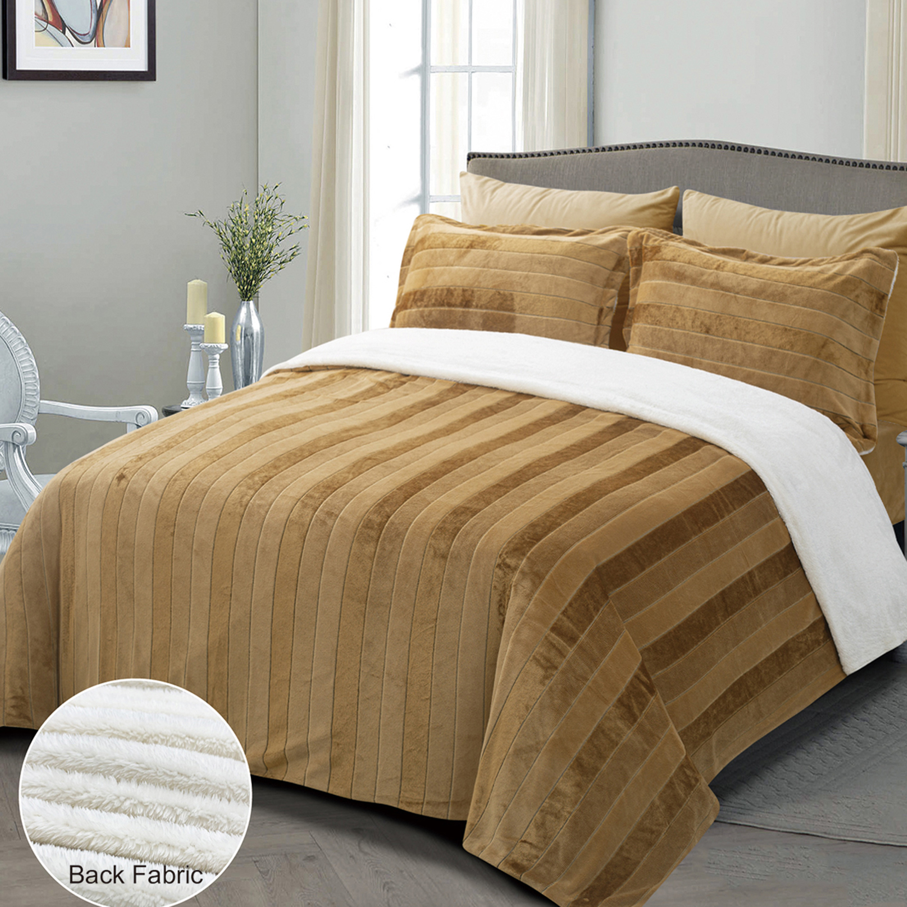 Unique Home Chicago 6-Piece Striped Winter King Comforter Set - 240x260 cms-household-bedding-comfortersandbedspreads-comforters-image-1