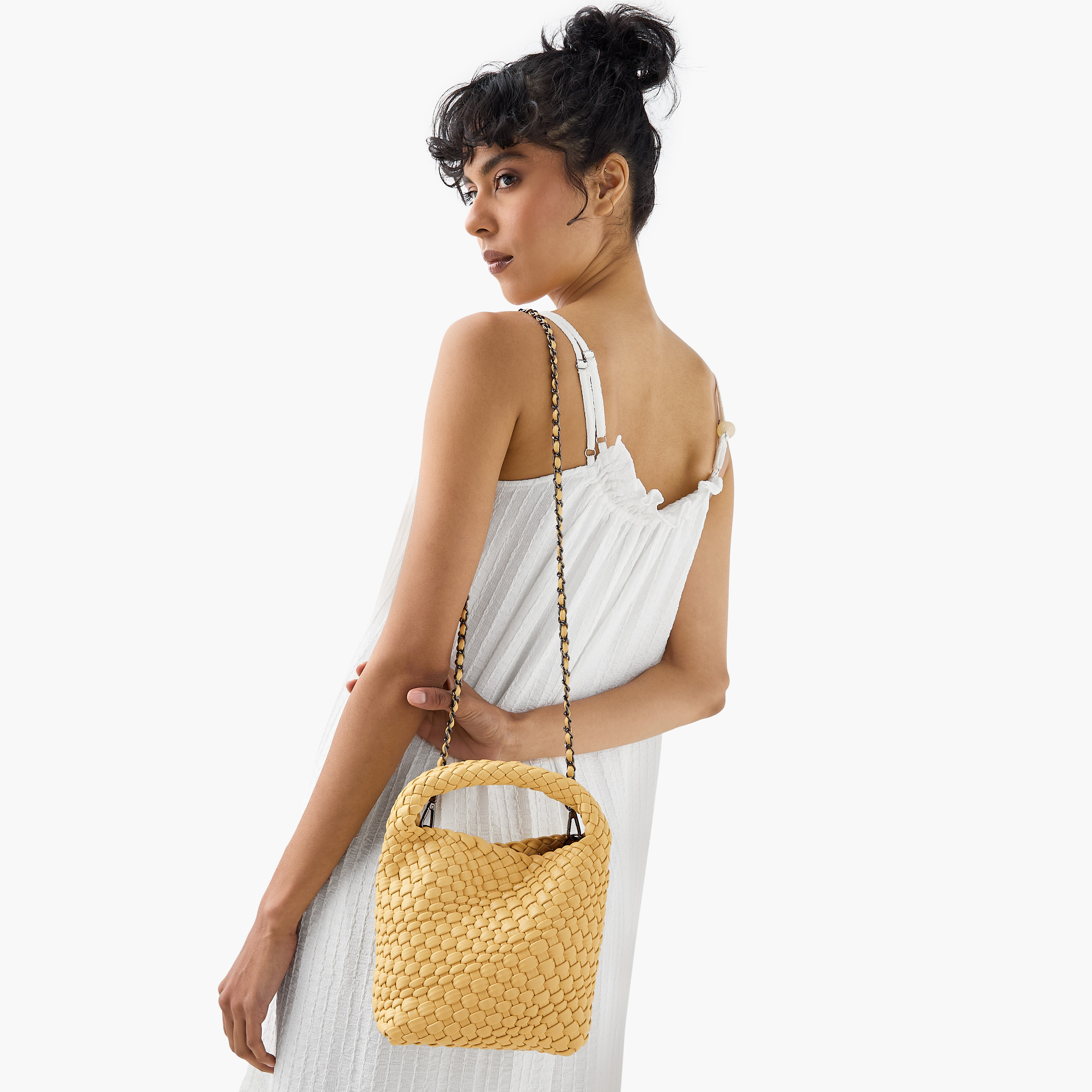 Sasha Textured Hobo Bag with Chain Strap and Pouch-women-bagsandwallets-handbags-image-2