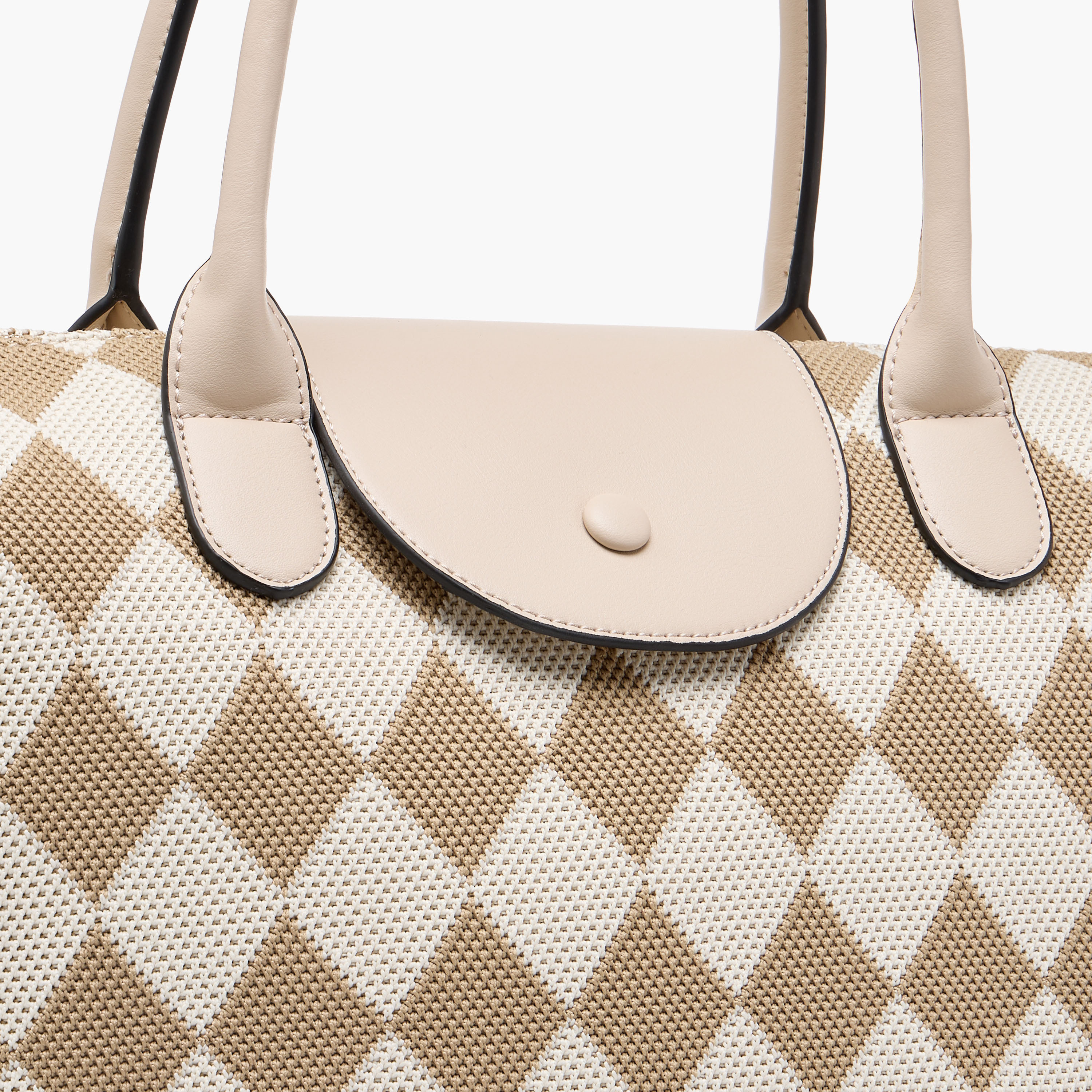 Bessie London Checked Tote Bag with Double Handles and Flap Closure-women-bagsandwallets-handbags-image-5