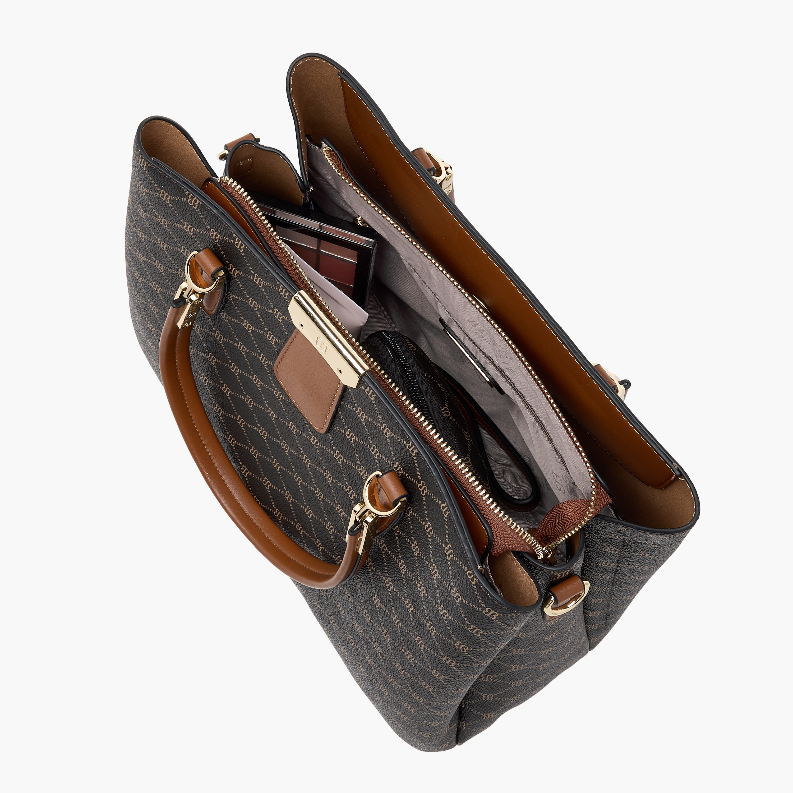 Bessie London Monogram Print Tote Bag with Double Handles and Zip Around Wallet-women-bagsandwallets-handbags-image-10