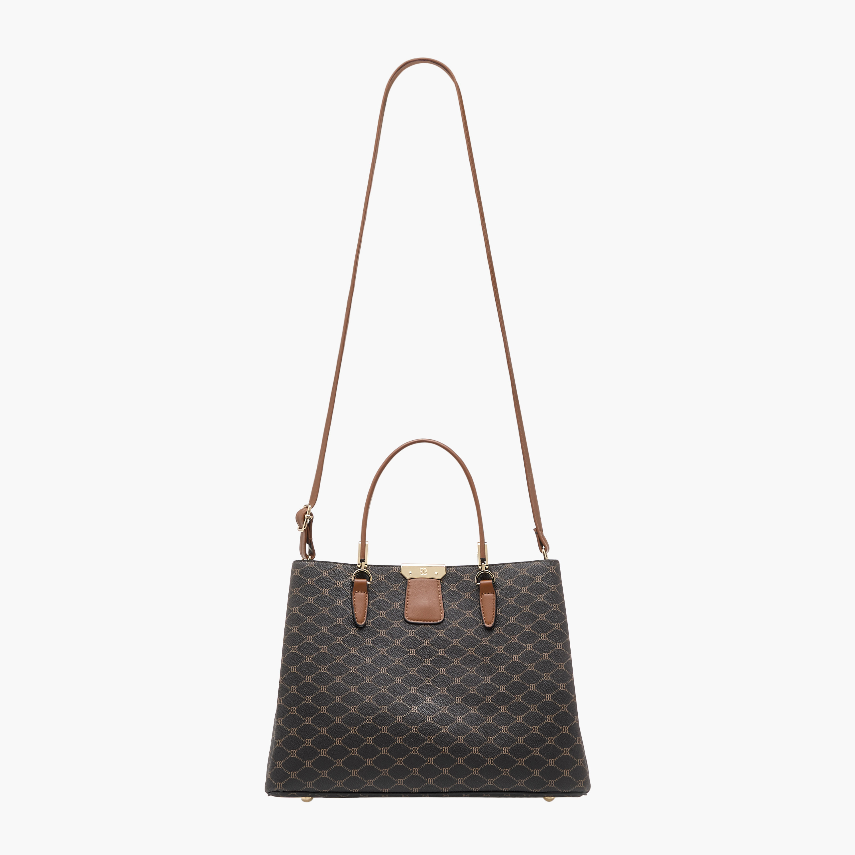 Bessie London Monogram Print Tote Bag with Double Handles and Zip Around Wallet-women-bagsandwallets-handbags-image-3