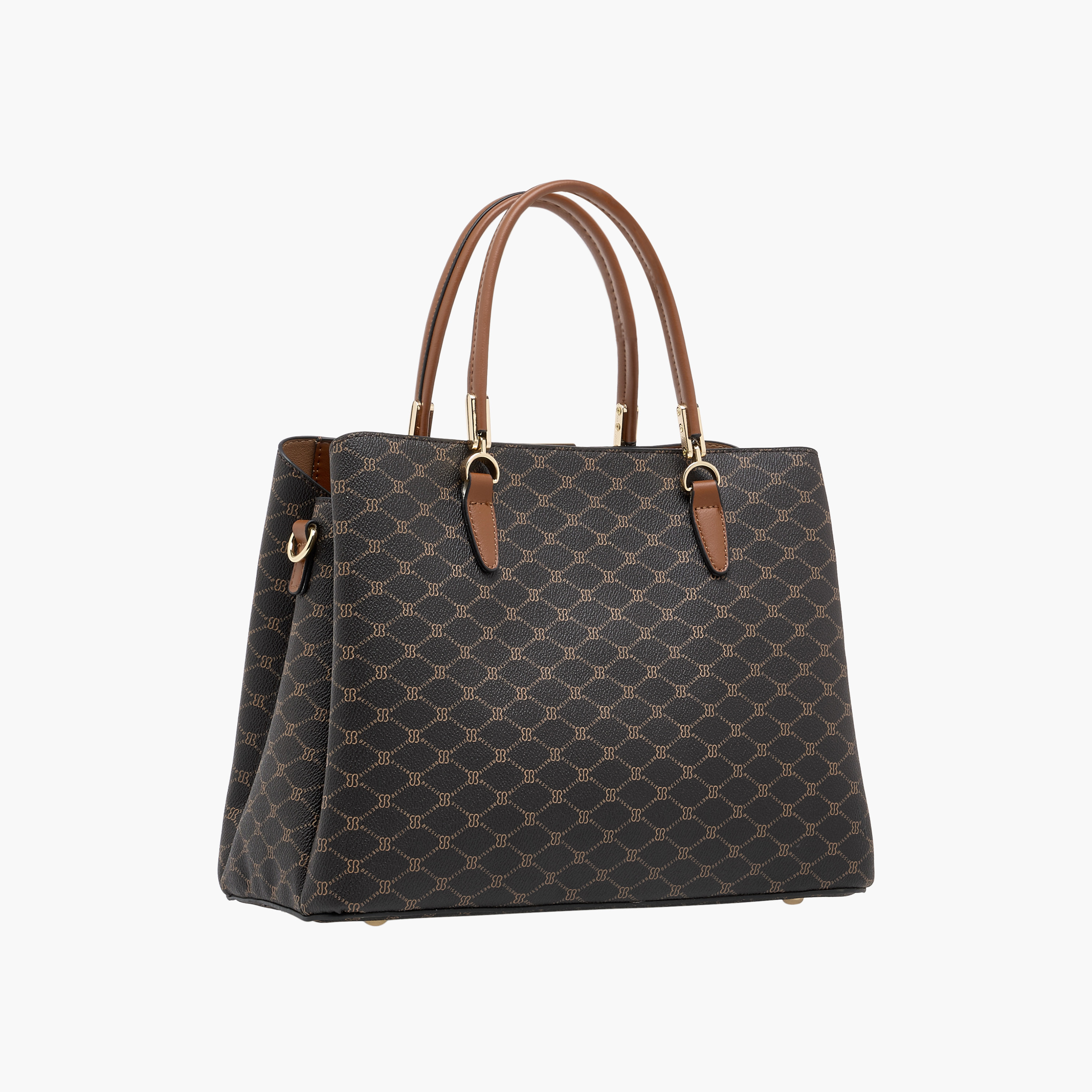 Bessie London Monogram Print Tote Bag with Double Handles and Zip Around Wallet-women-bagsandwallets-handbags-image-4