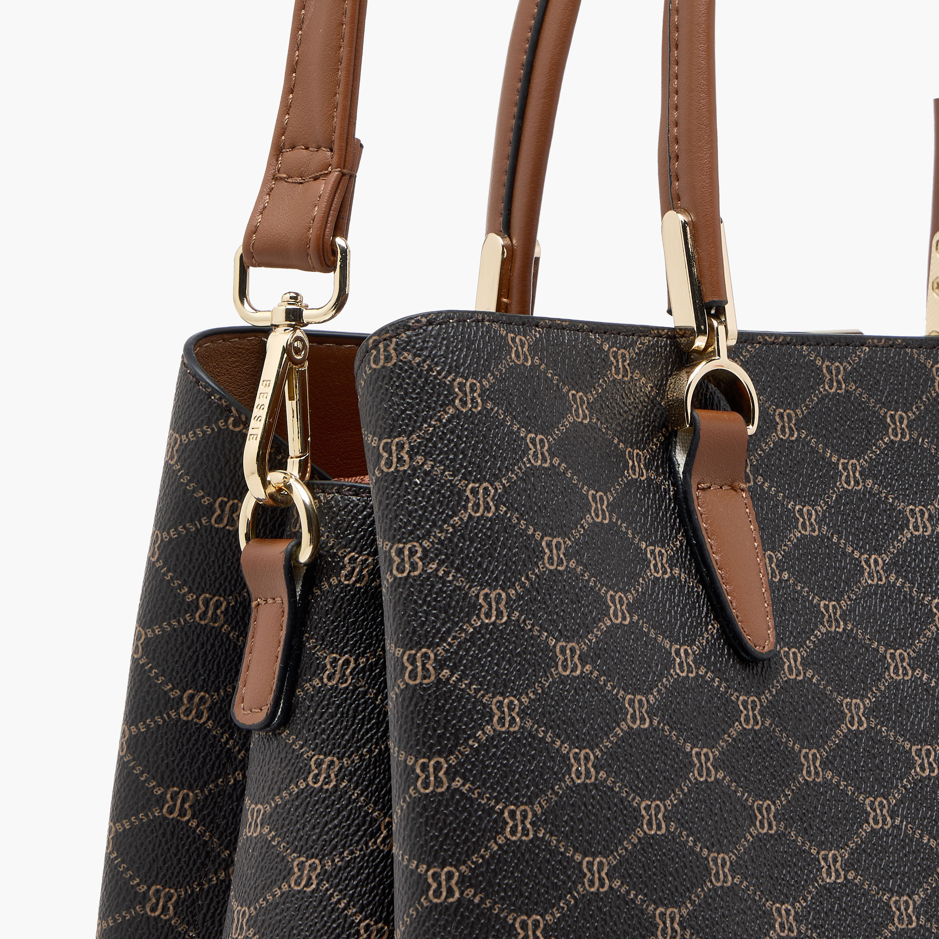 Bessie London Monogram Print Tote Bag with Double Handles and Zip Around Wallet-women-bagsandwallets-handbags-image-7