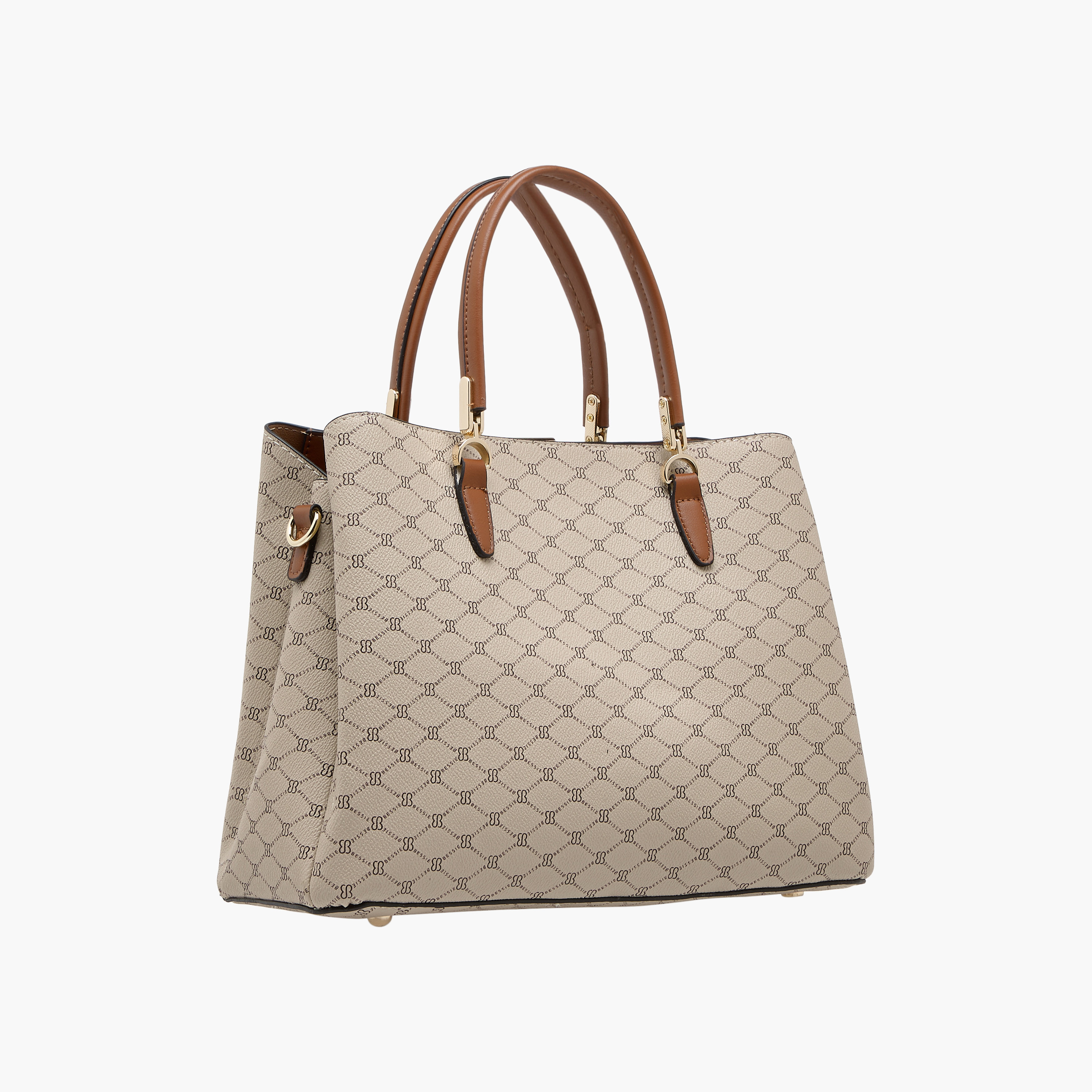 Bessie London Monogram Print Tote Bag with Double Handles and Zip Around Wallet-women-bagsandwallets-handbags-image-4