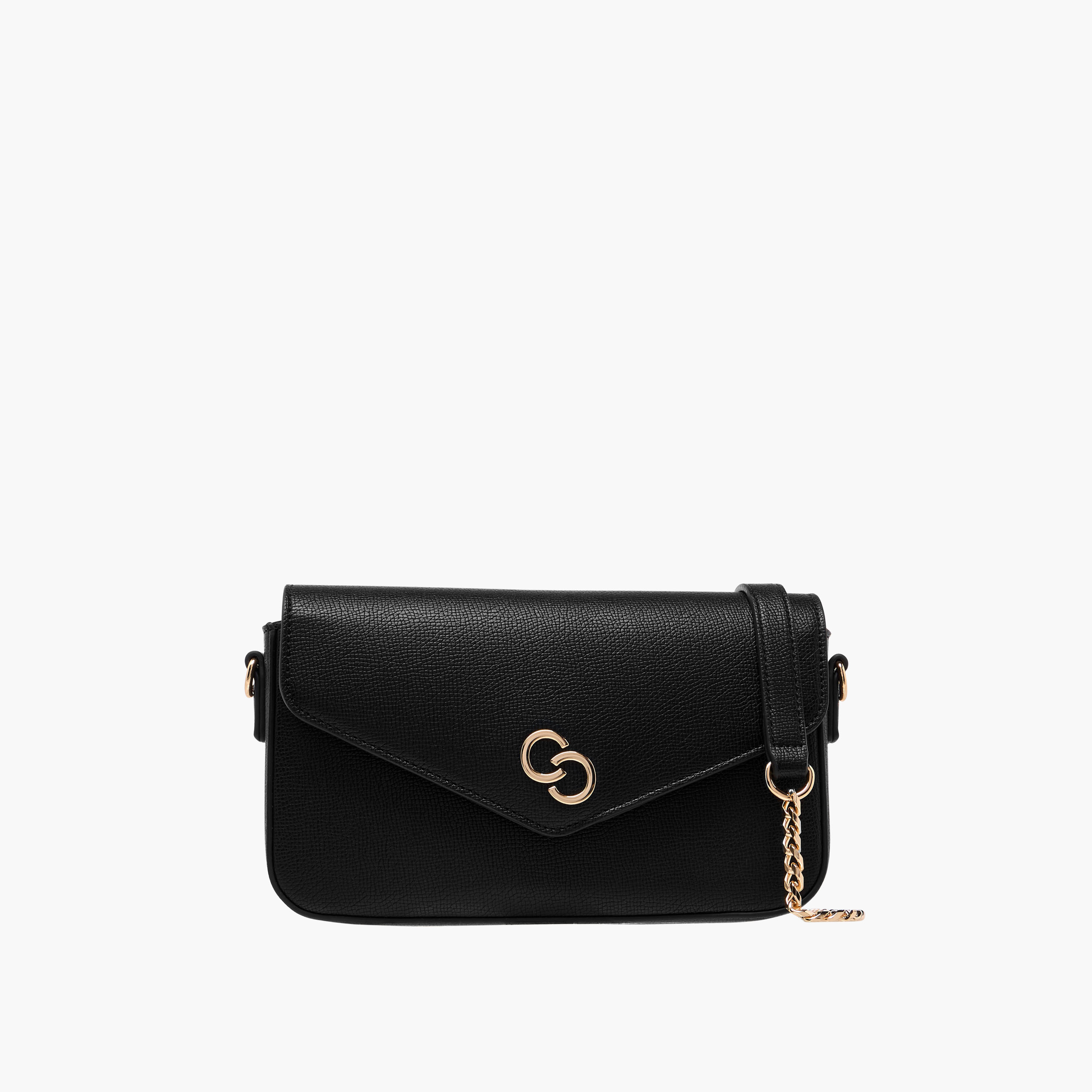 شنطة كروس بودي بارزة الملمس بحزام سلسلة قابل للفصل وطية إغلاق من سيليست-women-bagsandwallets-handbags-image-7