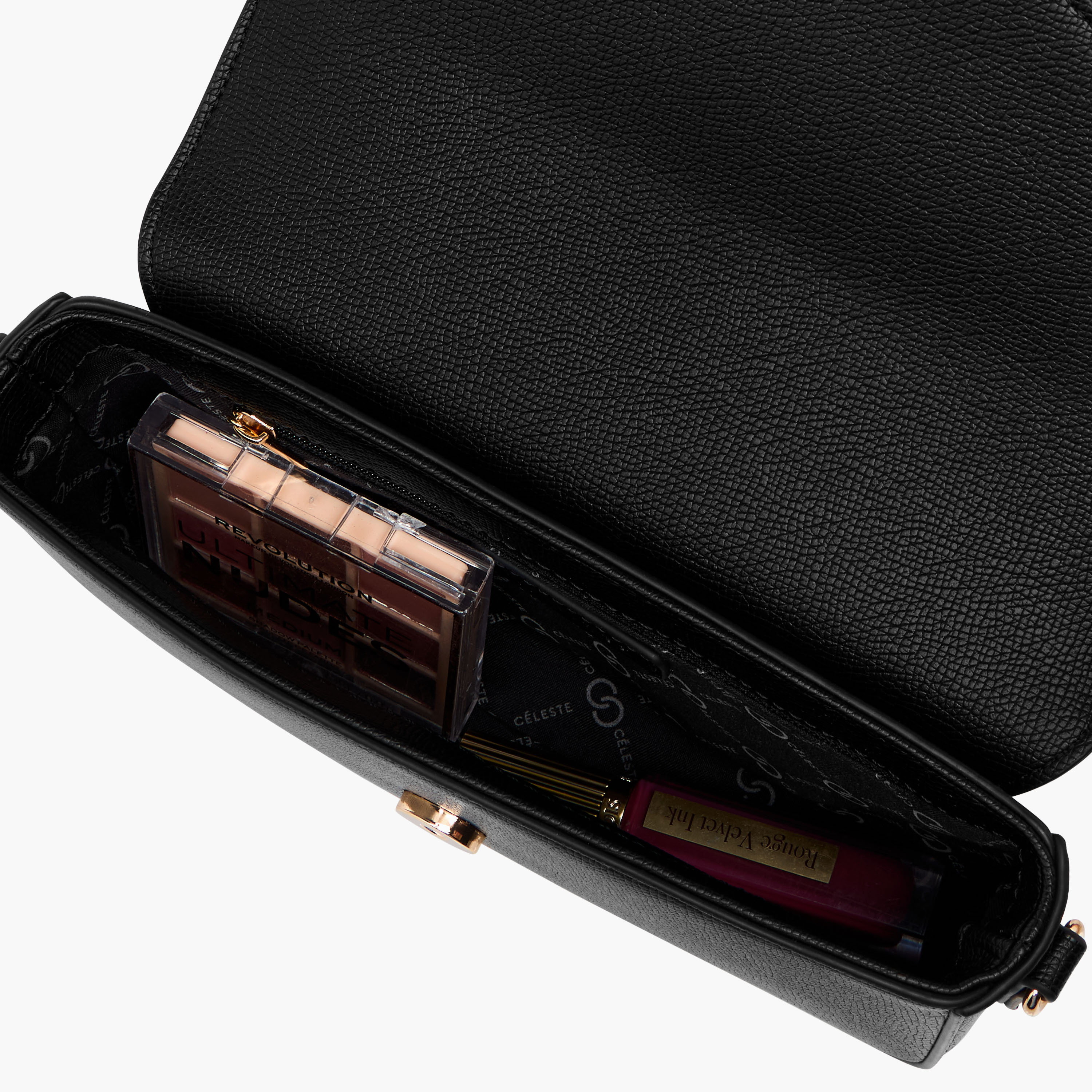 شنطة كروس بودي بارزة الملمس بحزام سلسلة قابل للفصل وطية إغلاق من سيليست-women-bagsandwallets-handbags-image-2