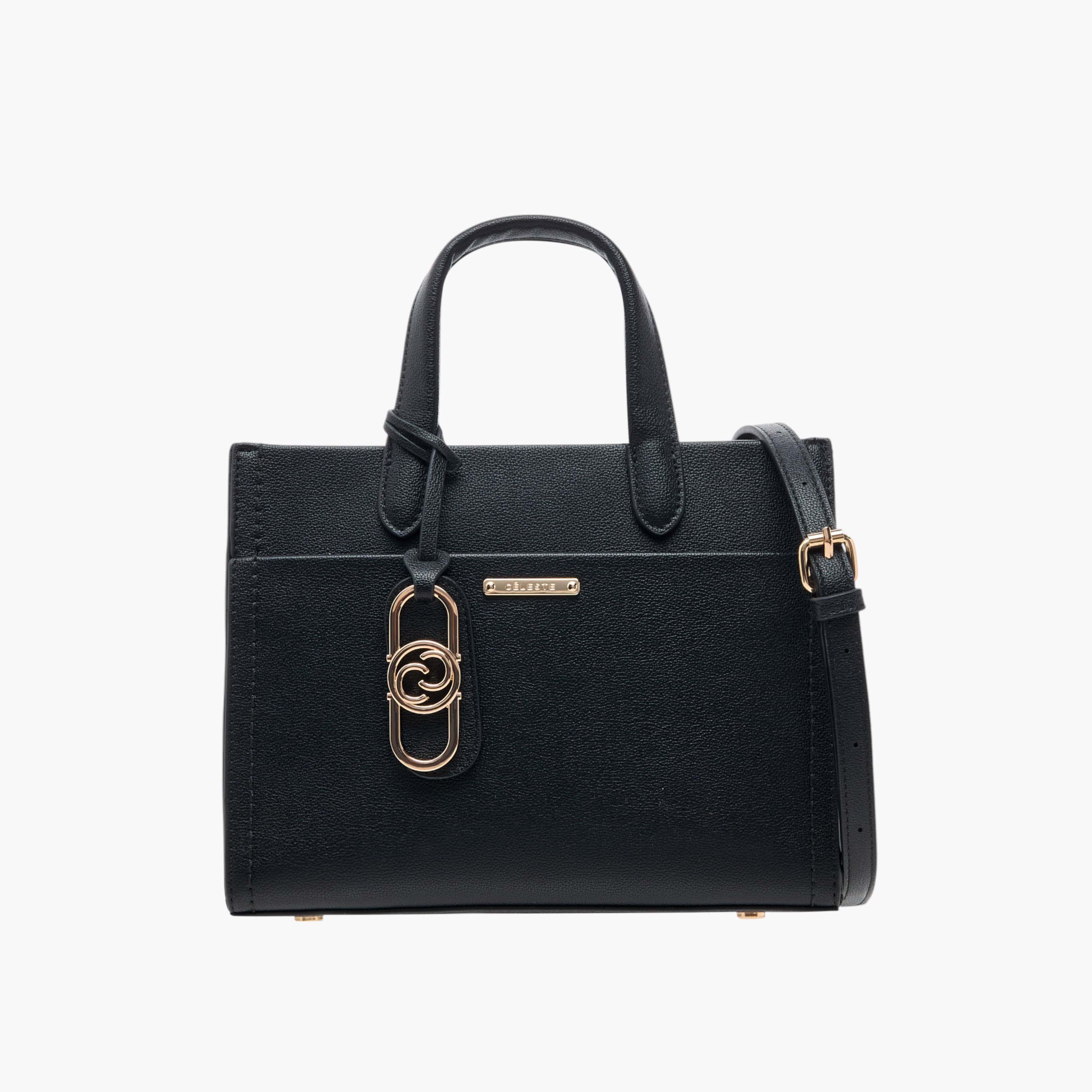 Celeste Textured Tote Bag with Double Handles and Detachable Strap-women-bagsandwallets-handbags-image-1