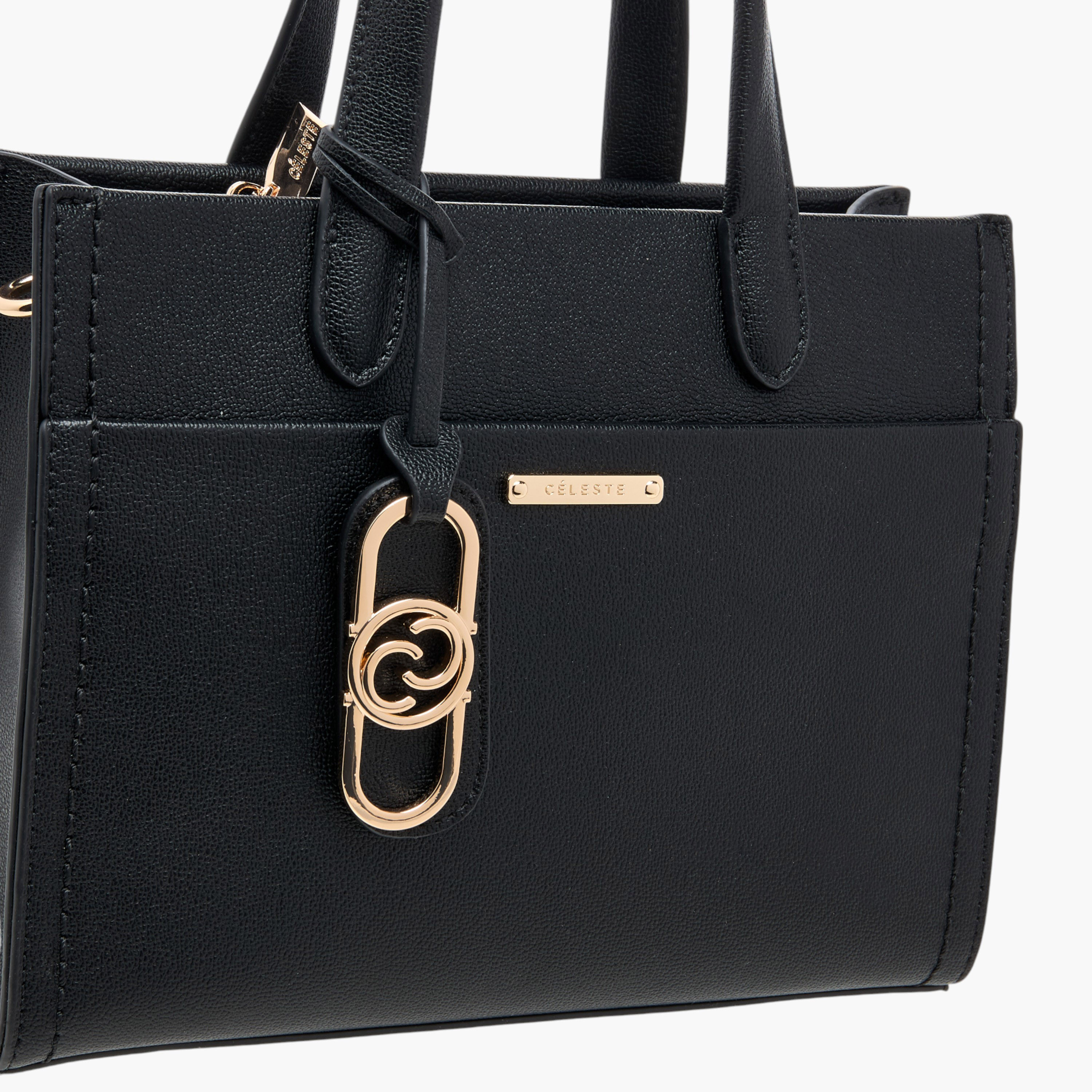 Celeste Textured Tote Bag with Double Handles and Detachable Strap-women-bagsandwallets-handbags-image-4