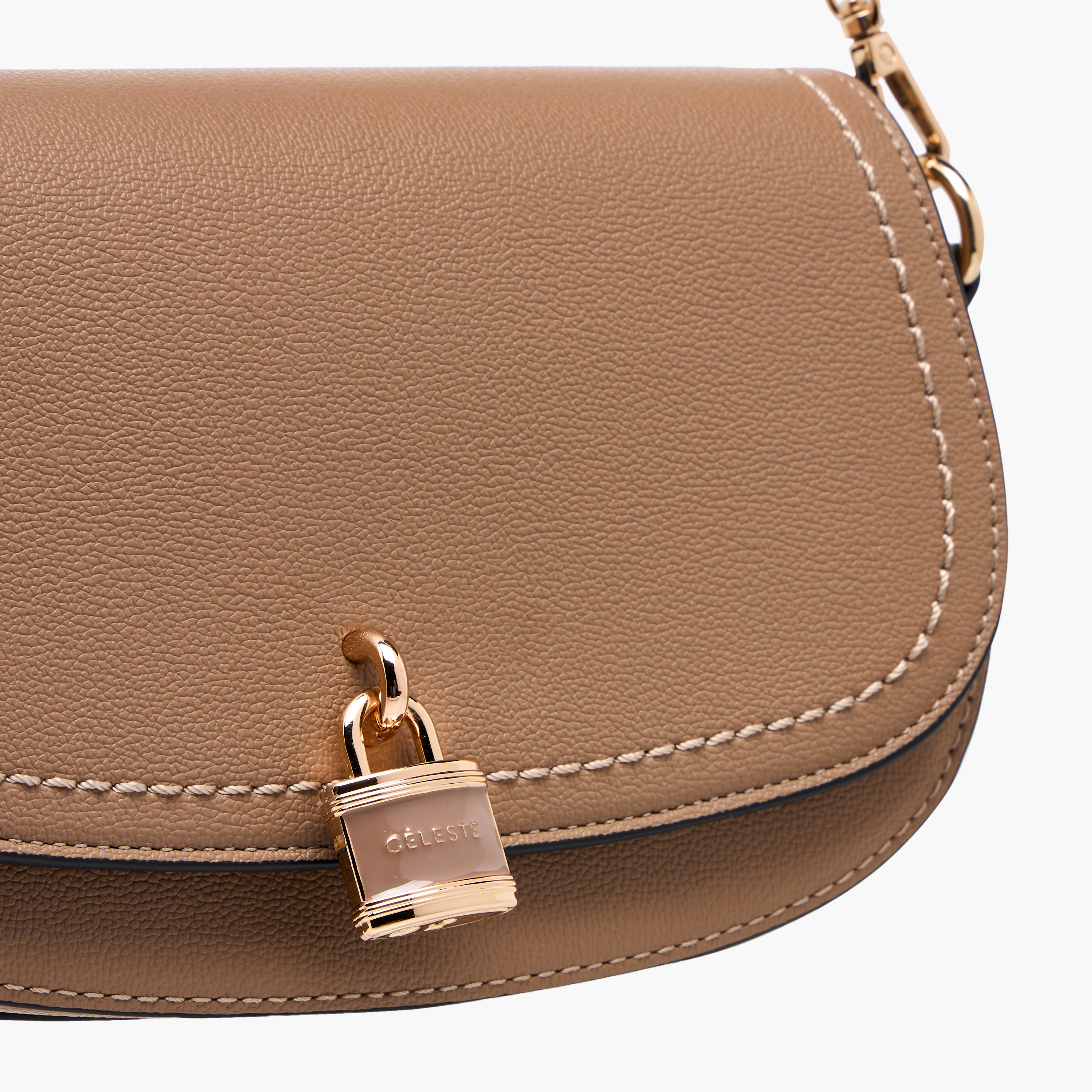 شنطة كروس بودي بحزام قابل للفصل وطية إغلاق وتزيينات قفل من سيليست-women-bagsandwallets-handbags-image-4