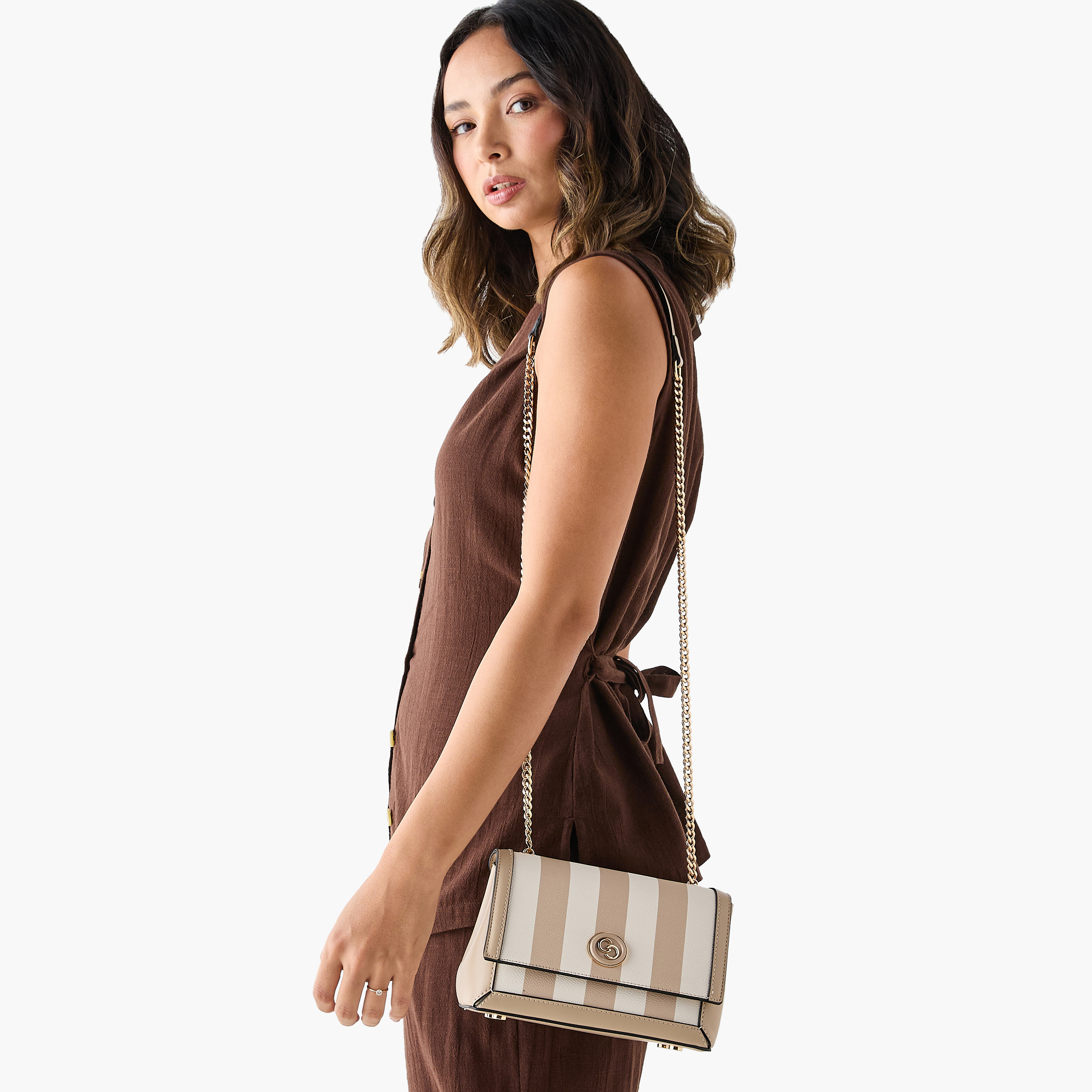 Celeste Striped Crossbody Bag with Chain Strap-women-bagsandwallets-handbags-image-2