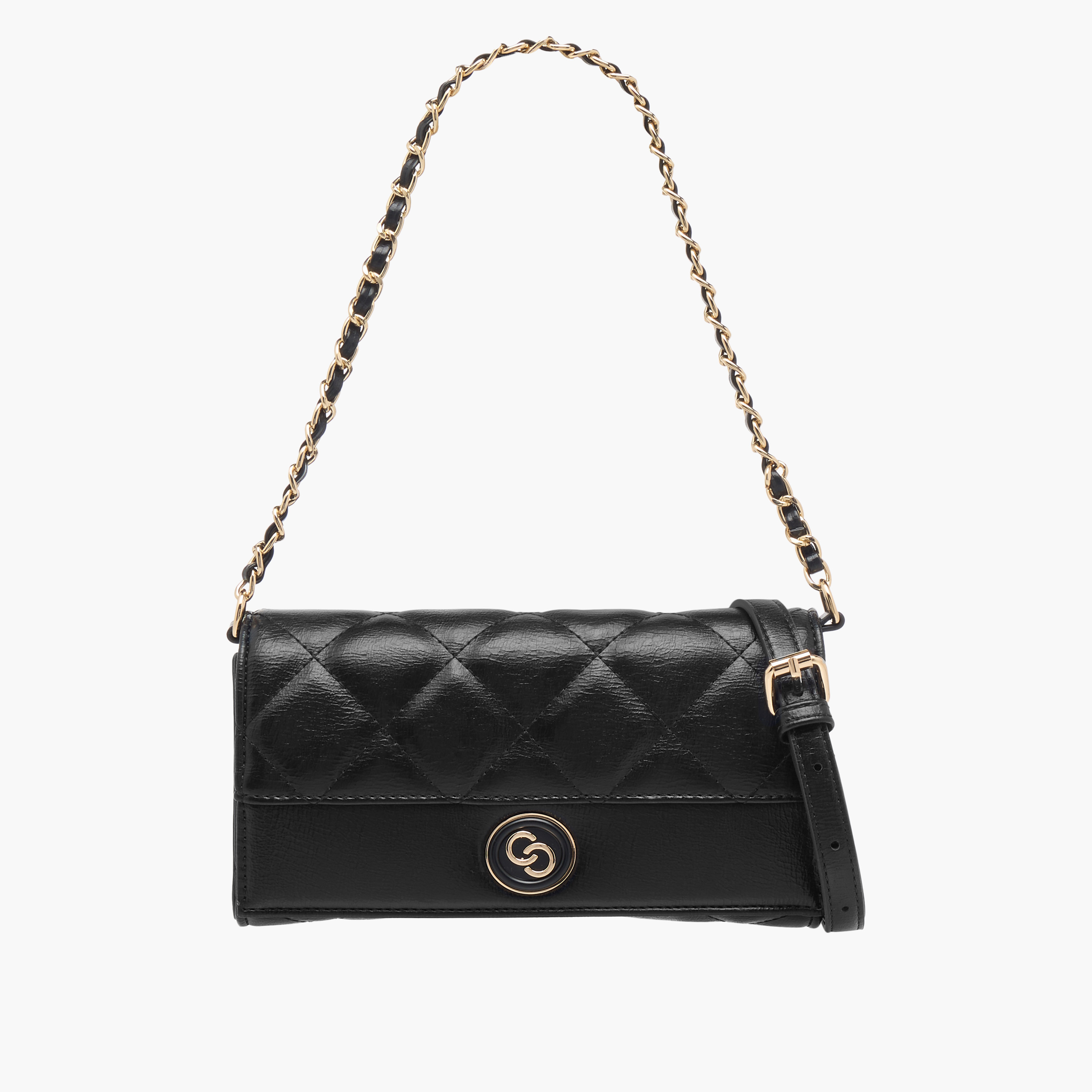 Celeste Quilted Crossbody Bag with Flap Closure and Chain Strap-women-bagsandwallets-handbags-image-1