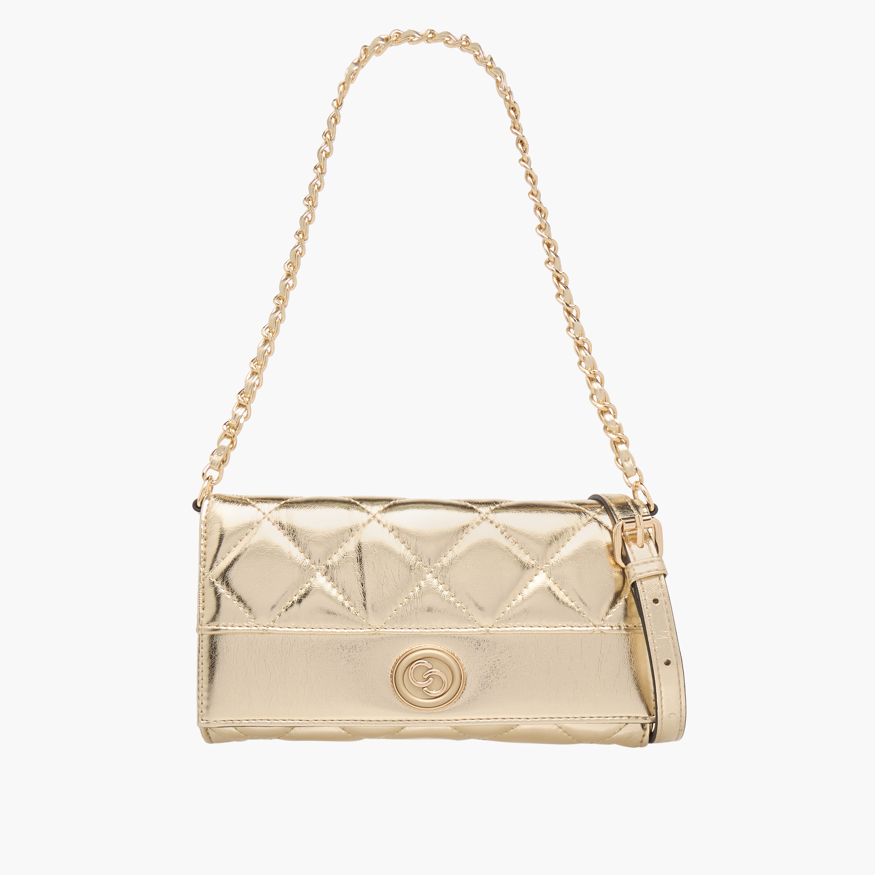 Celeste Quilted Crossbody Bag with Flap Closure and Chain Strap-women-bagsandwallets-handbags-image-1