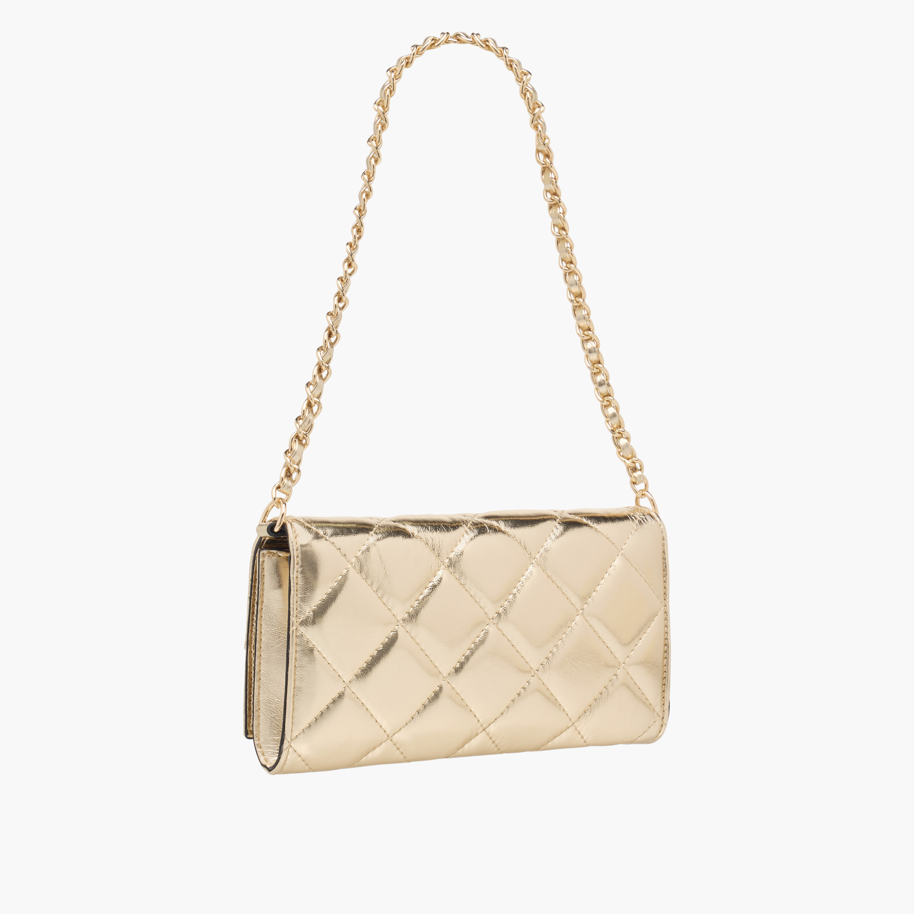 Celeste Quilted Crossbody Bag with Flap Closure and Chain Strap-women-bagsandwallets-handbags-image-3