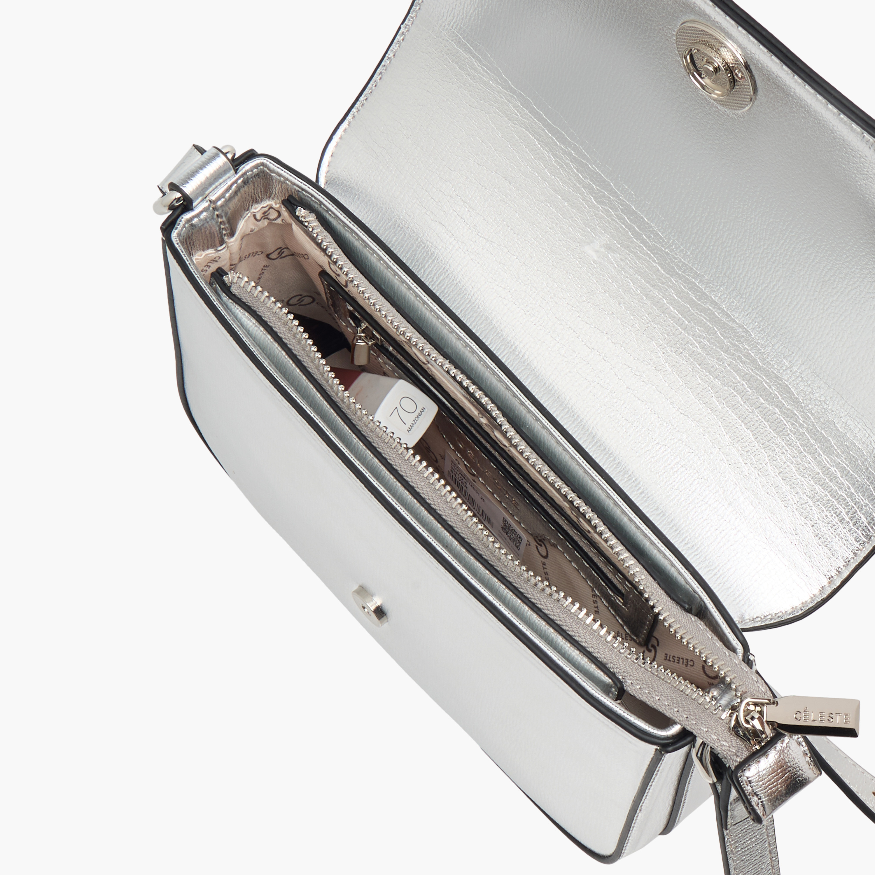Celeste Metallic Crossbody Bag with Flap Closure and Adjustable Strap-women-bagsandwallets-handbags-image-8