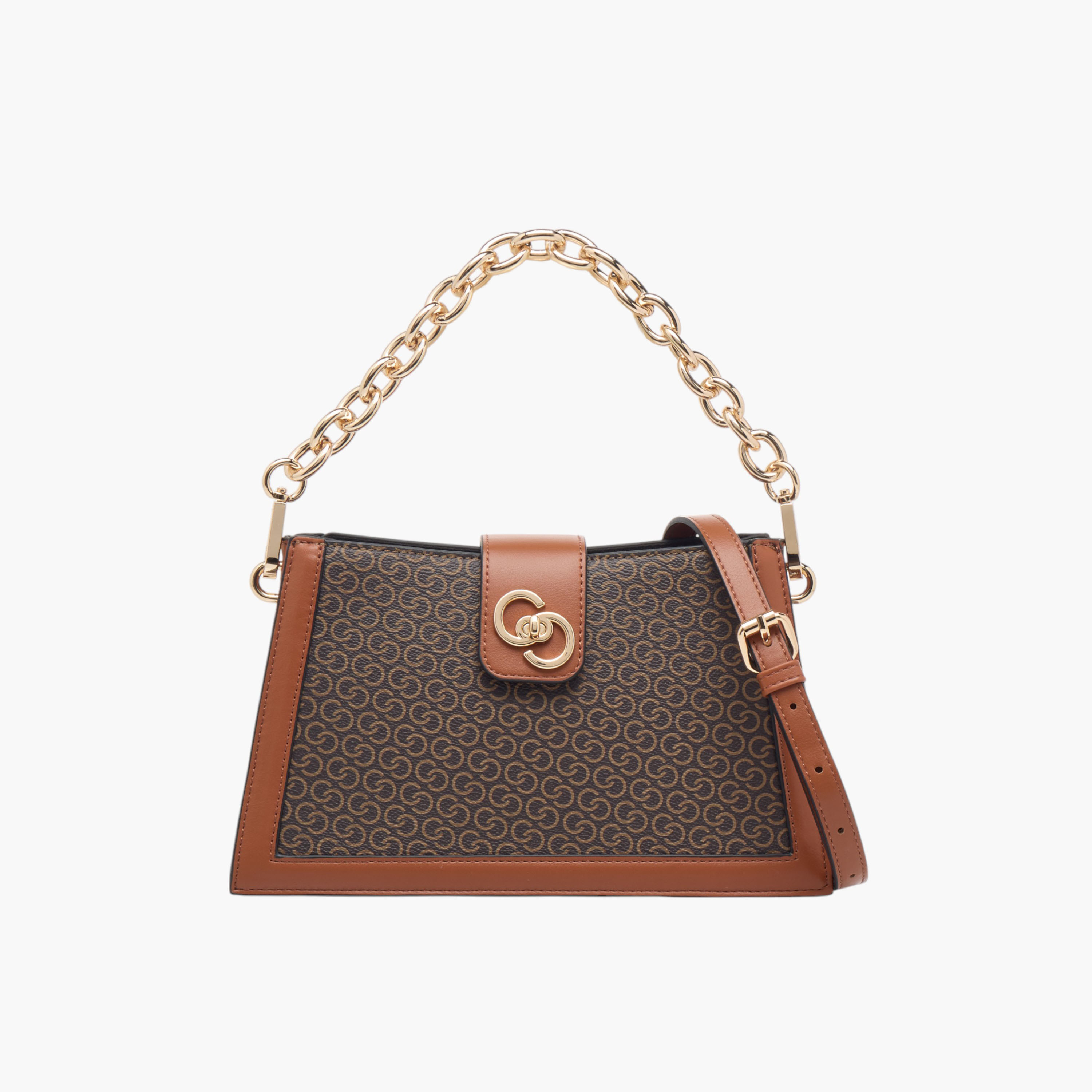 شنطة كتف بحزام سلسلة وسحاب إغلاق وطبعات مونوجرام من سيليست-women-bagsandwallets-handbags-image-1