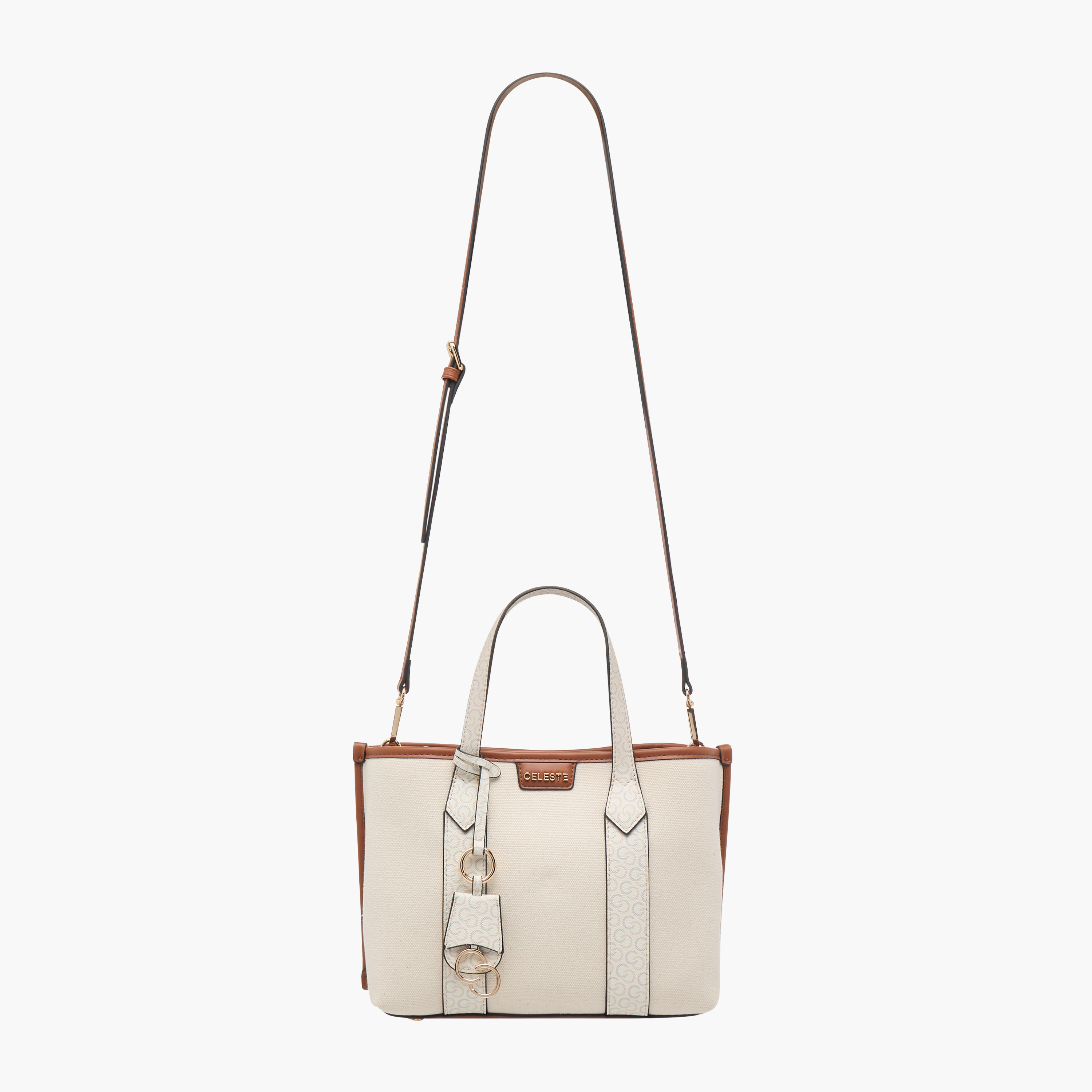 Celeste Monogram Textured Tote Bag with Double Handles and Detachable Strap-women-bagsandwallets-handbags-image-3