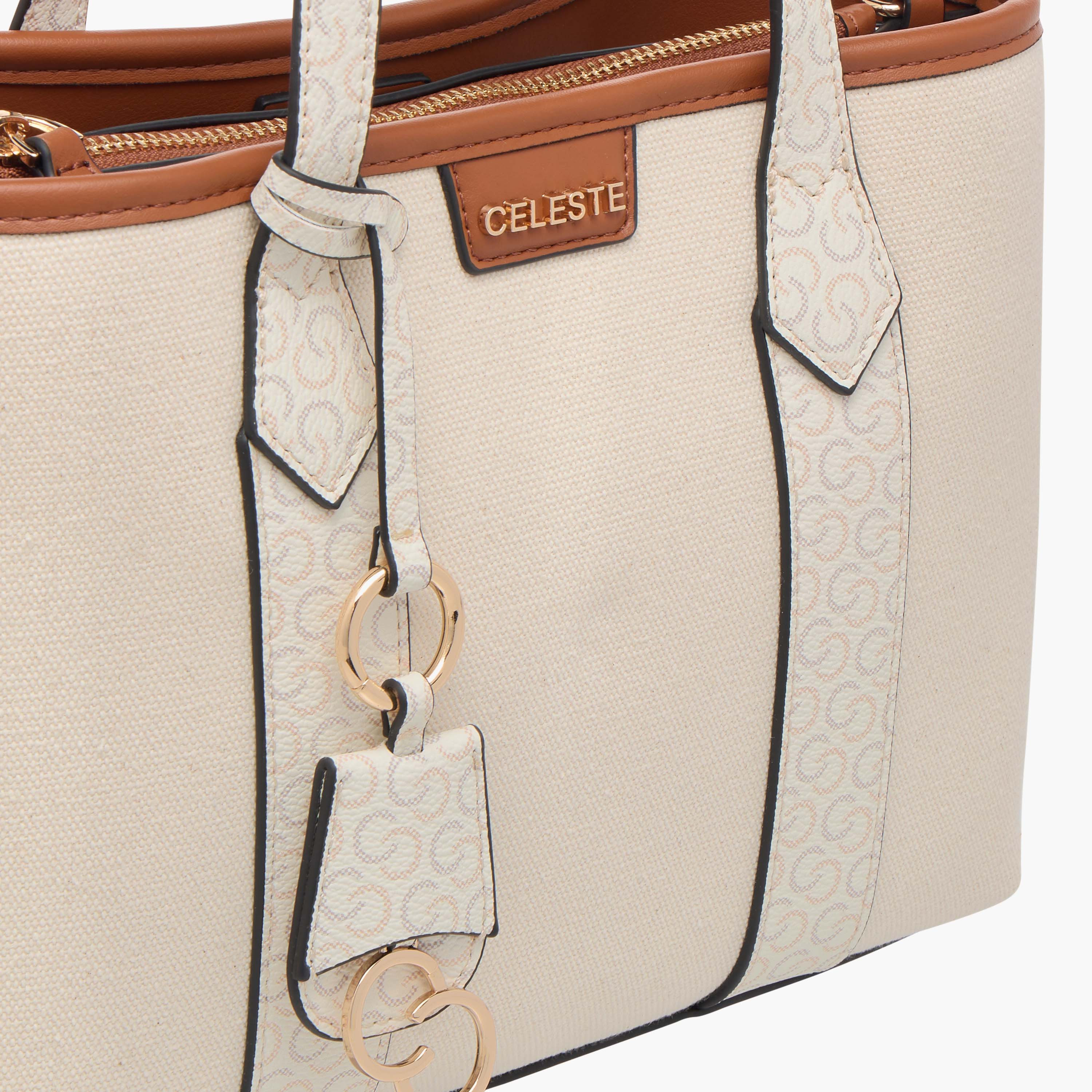 Celeste Monogram Textured Tote Bag with Double Handles and Detachable Strap-women-bagsandwallets-handbags-image-5