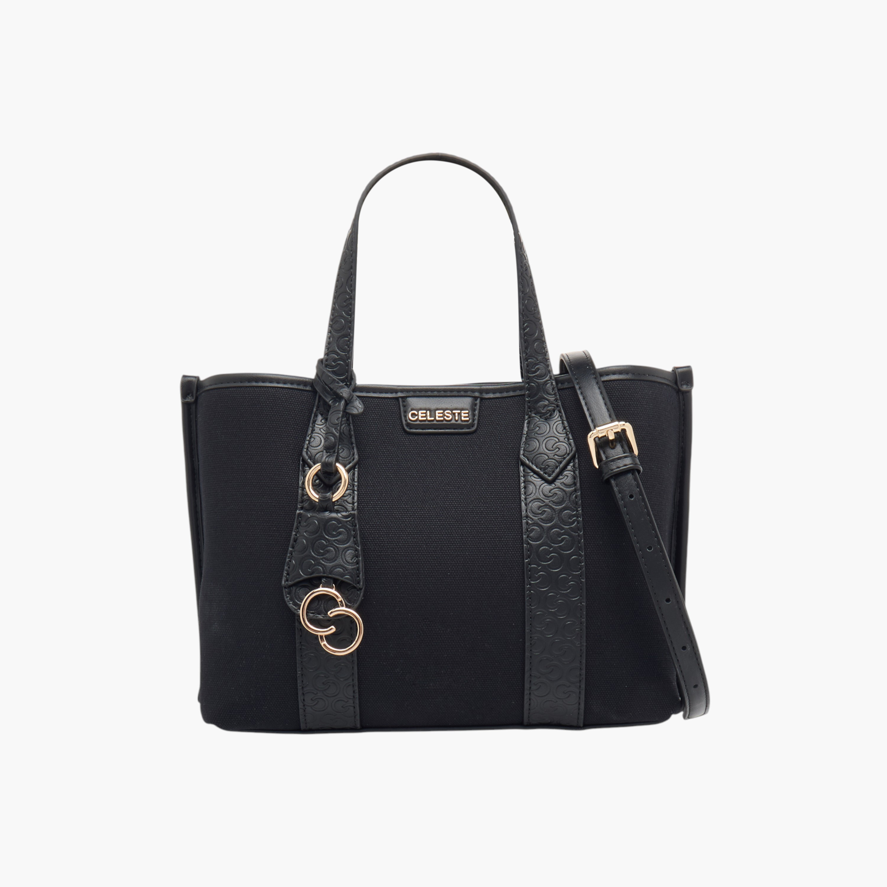 Celeste Monogram Embossed Tote Bag with Adjustable Strap-women-bagsandwallets-handbags-image-1
