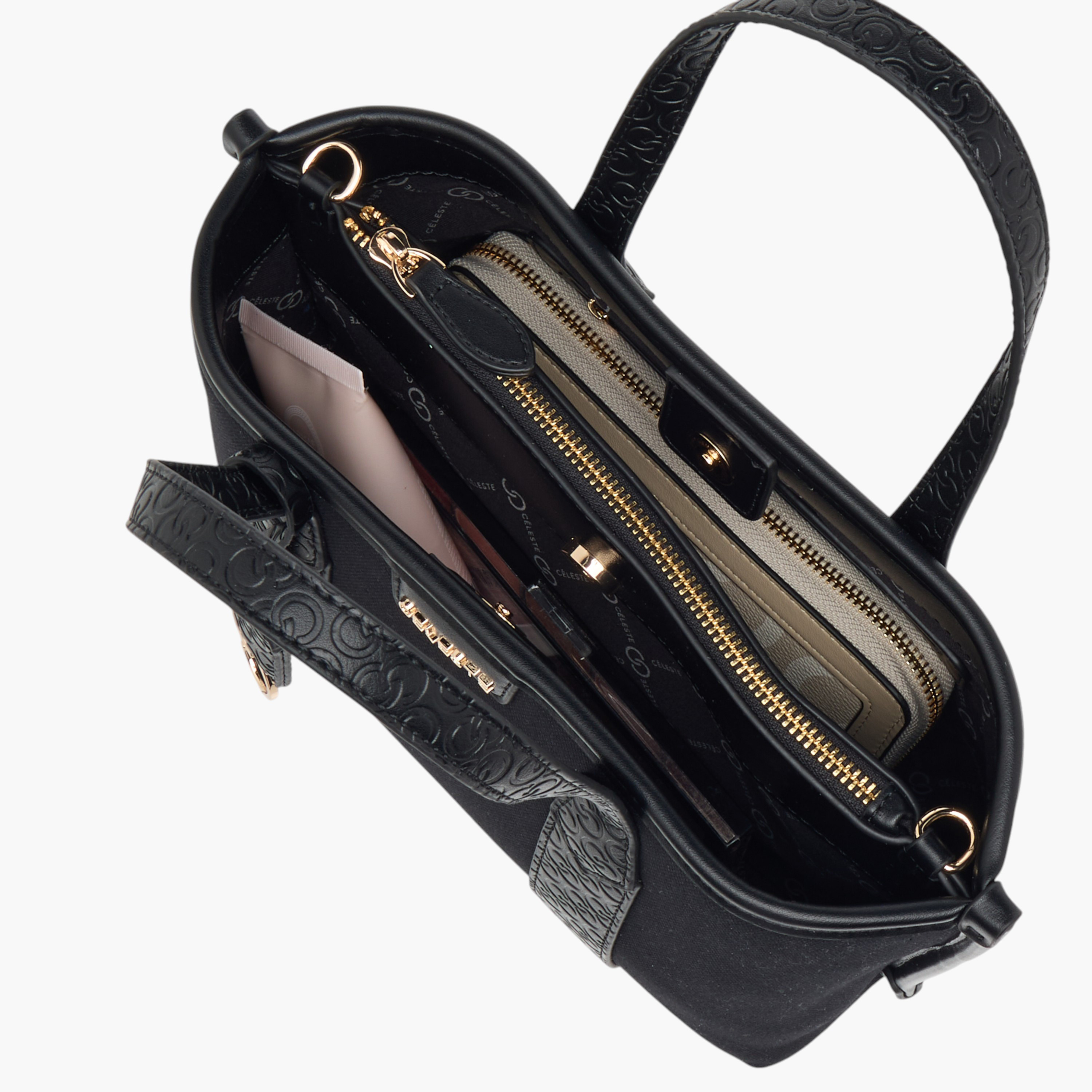 Celeste Monogram Embossed Tote Bag with Adjustable Strap-women-bagsandwallets-handbags-image-9