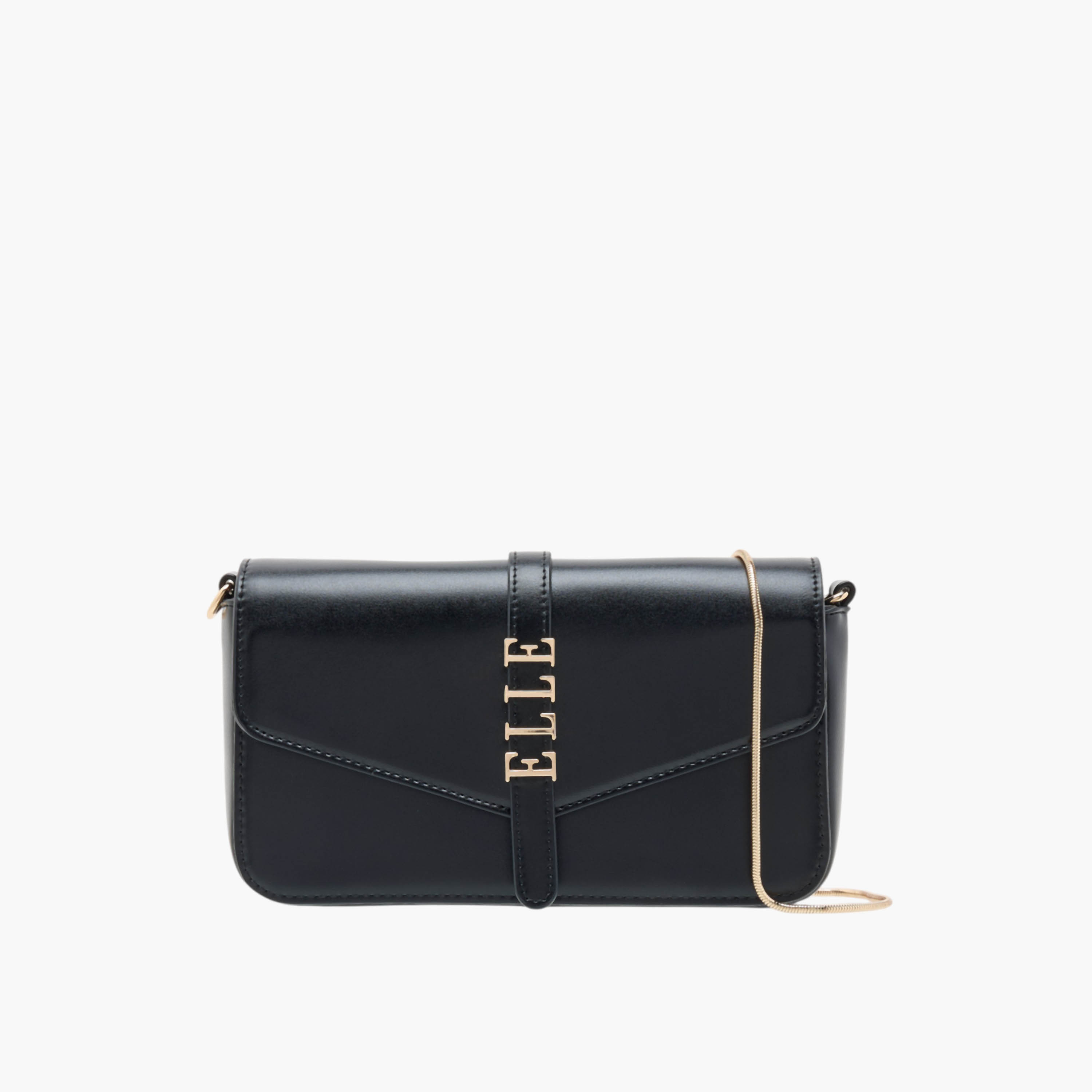 Elle Logo Accent Crossbody Bag with Chain Strap and Button Closure-women-bagsandwallets-handbags-image-1