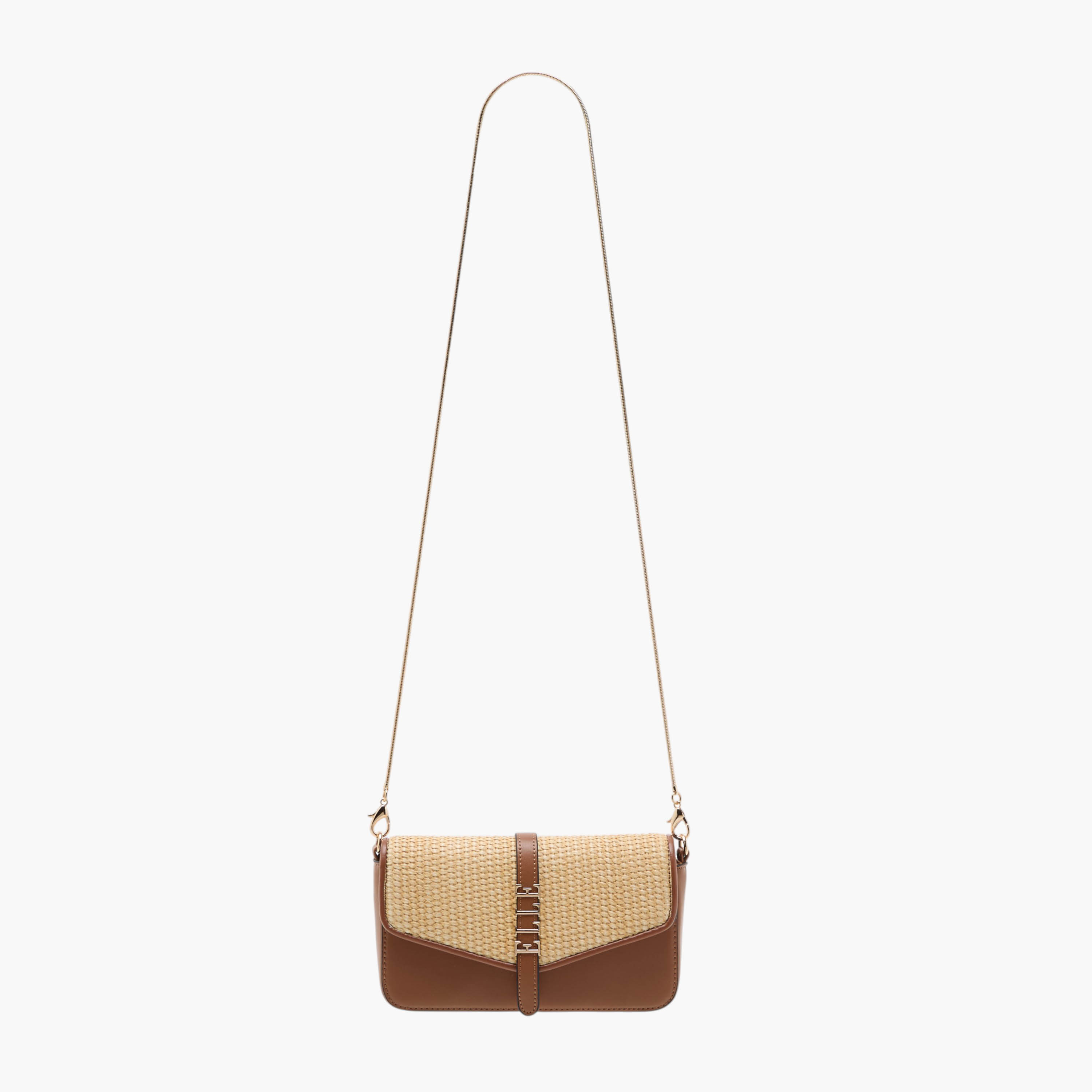 Elle Textured Crossbody Bag with Chain Strap and Button Closure-women-bagsandwallets-handbags-image-3