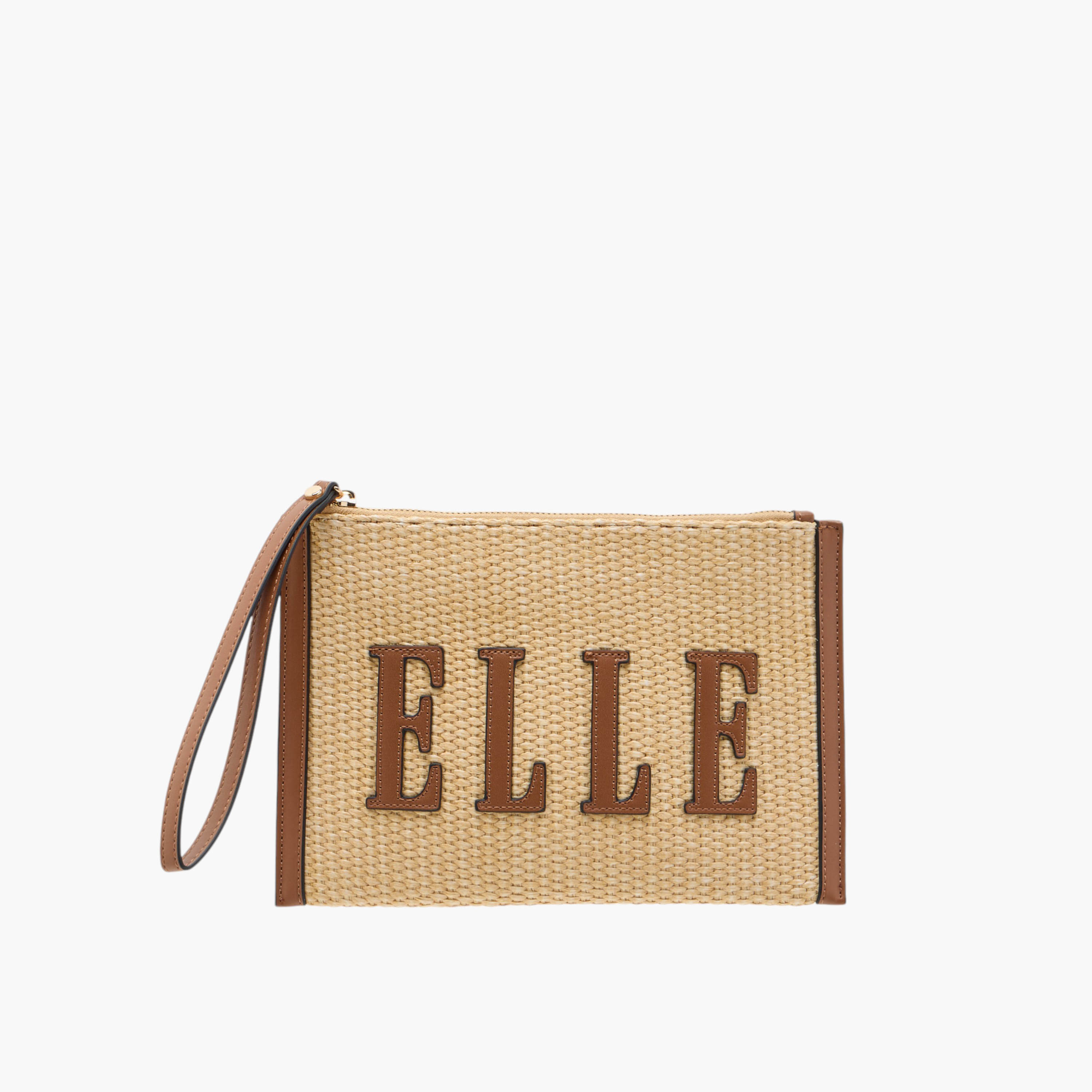 Elle Logo Detail Clutch with Zip Closure and Wrist Loop-women-bagsandwallets-handbags-image-1