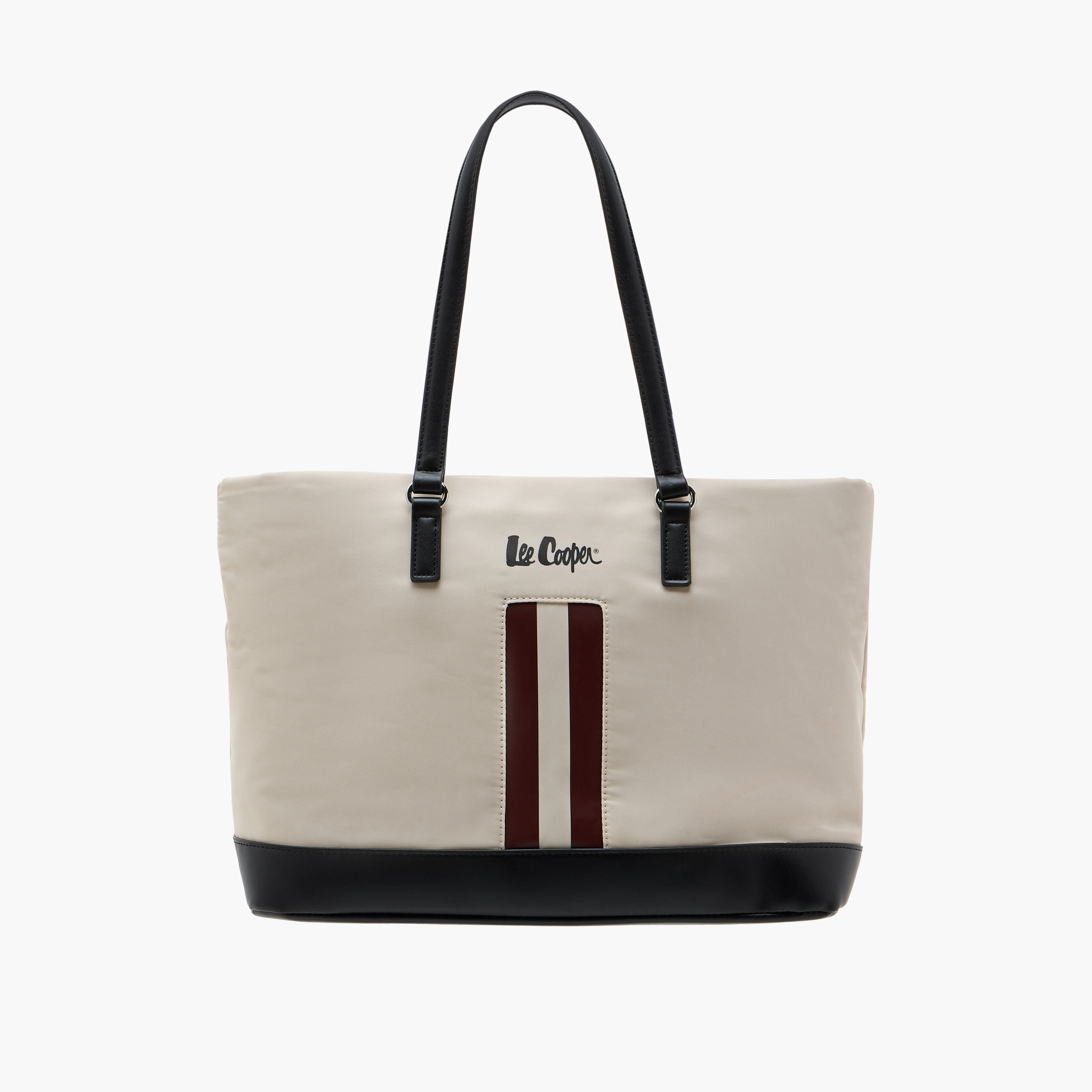 Lee Cooper Logo Print Tote Bag with Double Handles and Zip Closure-women-bagsandwallets-handbags-image-1