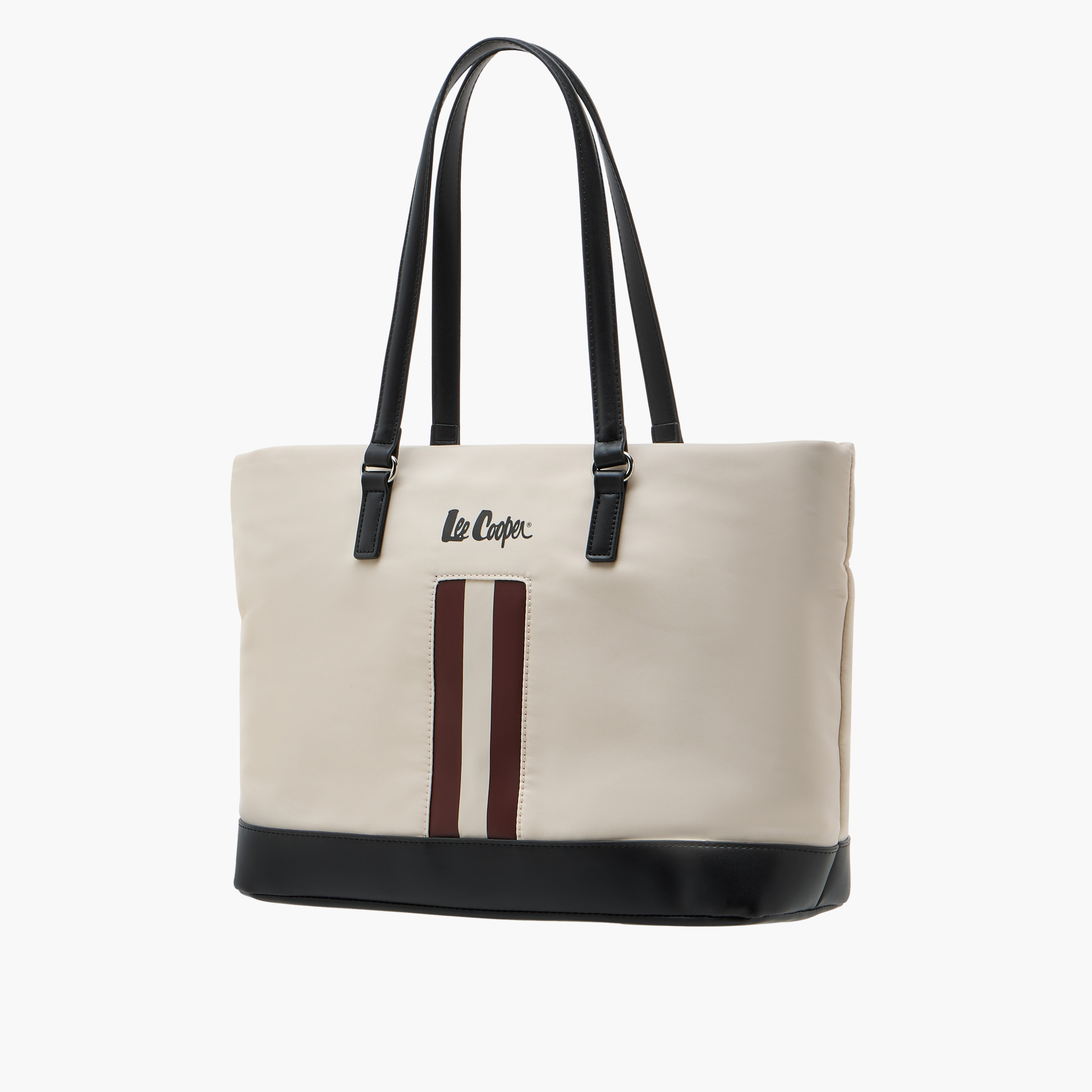 Lee Cooper Logo Print Tote Bag with Double Handles and Zip Closure-women-bagsandwallets-handbags-image-2