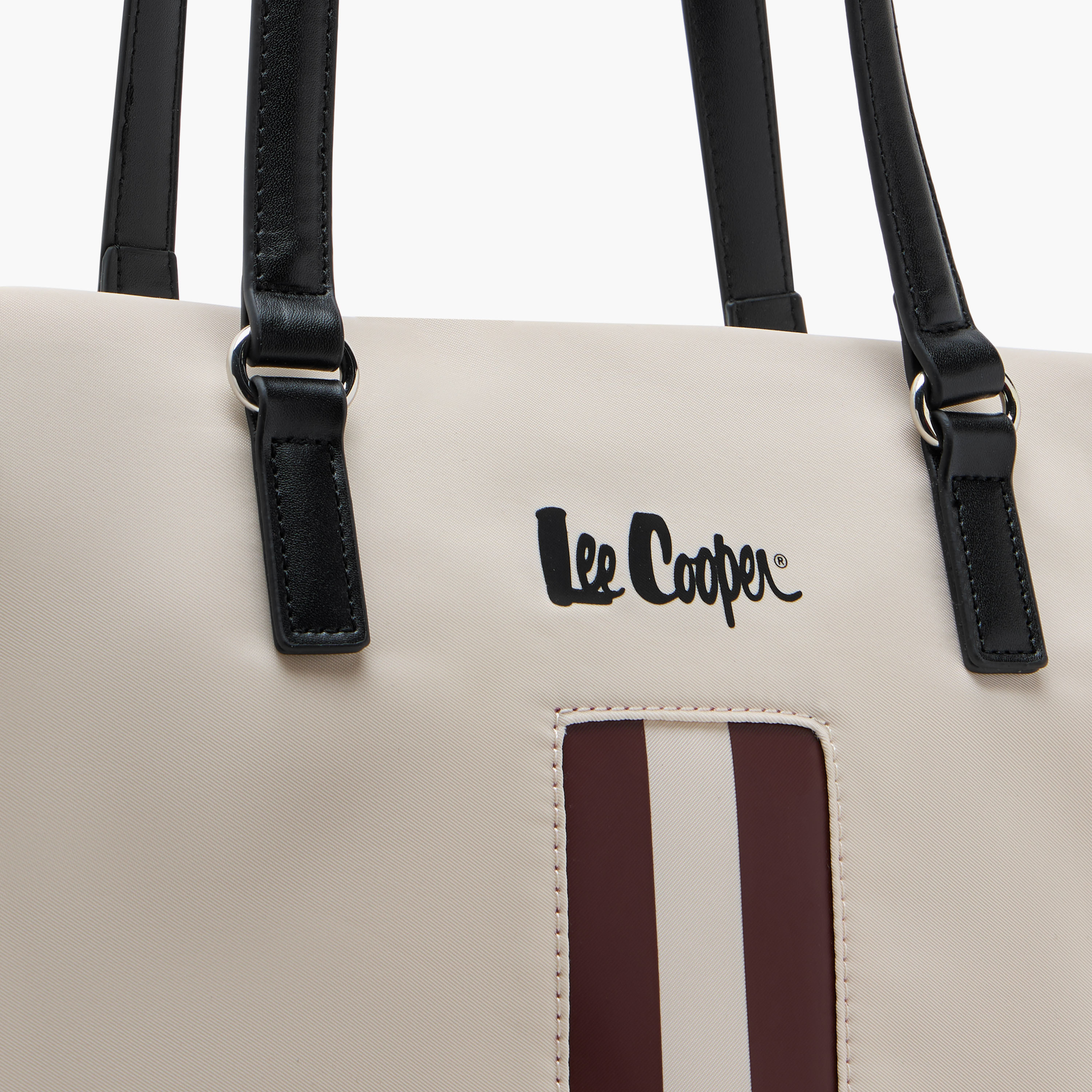 Lee Cooper Logo Print Tote Bag with Double Handles and Zip Closure-women-bagsandwallets-handbags-image-4
