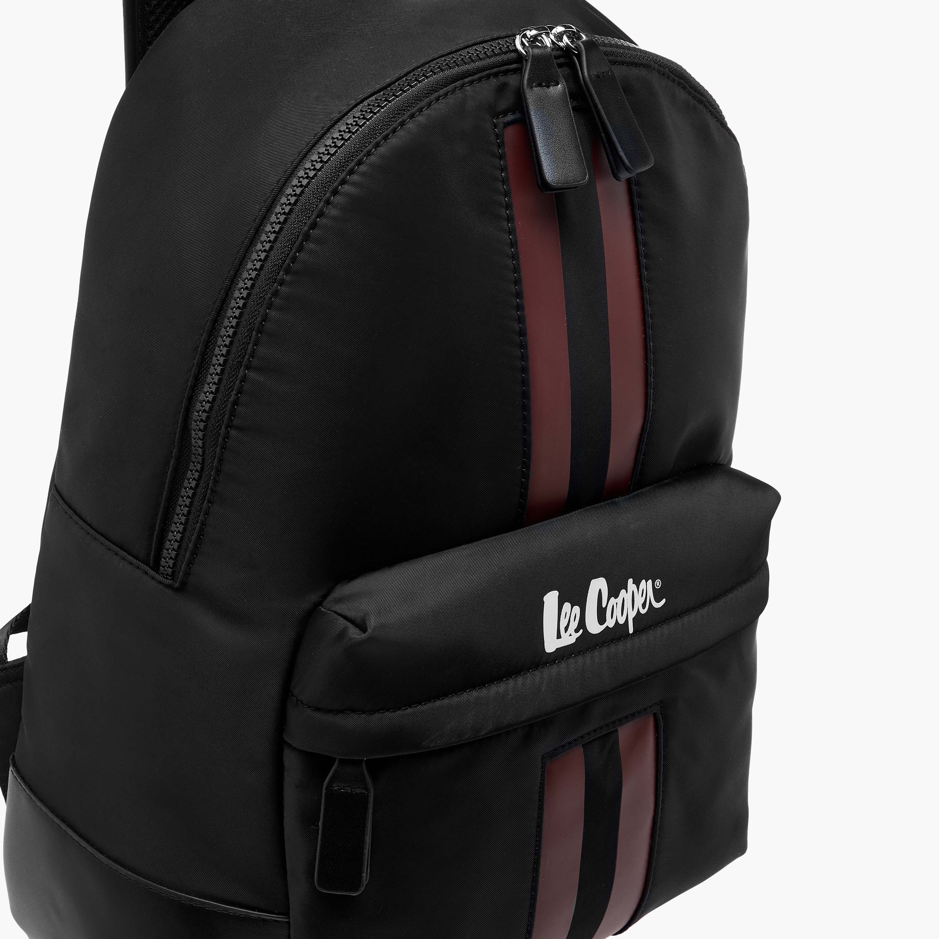 Lee Cooper Panelled Backpack with Zip Closure and Adjustable Strap - 29x15x40 cm-men-bags-image-4