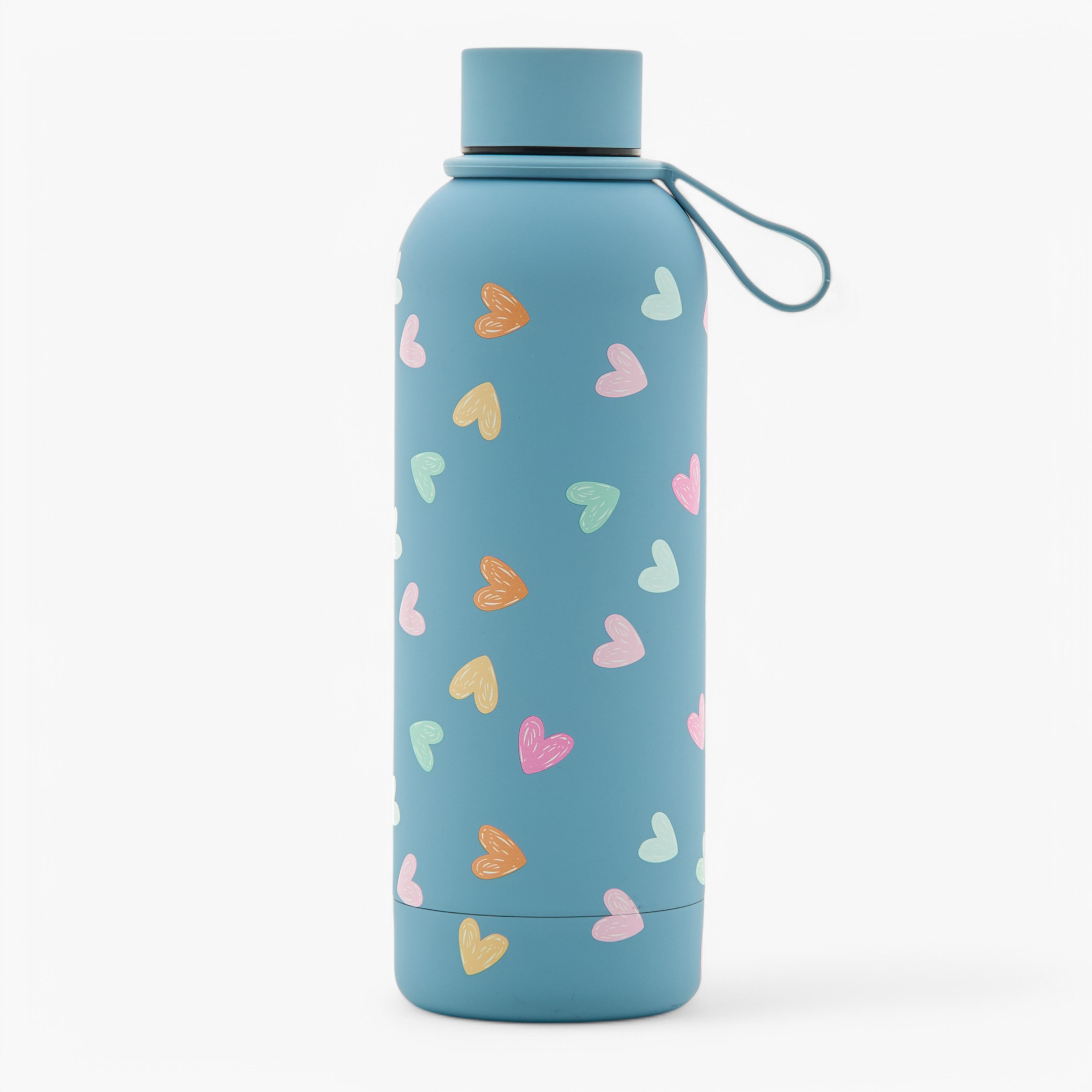 All-Over Heart Print Stainless Steel Water Bottle - 500 ml-school-waterbottles-image-1
