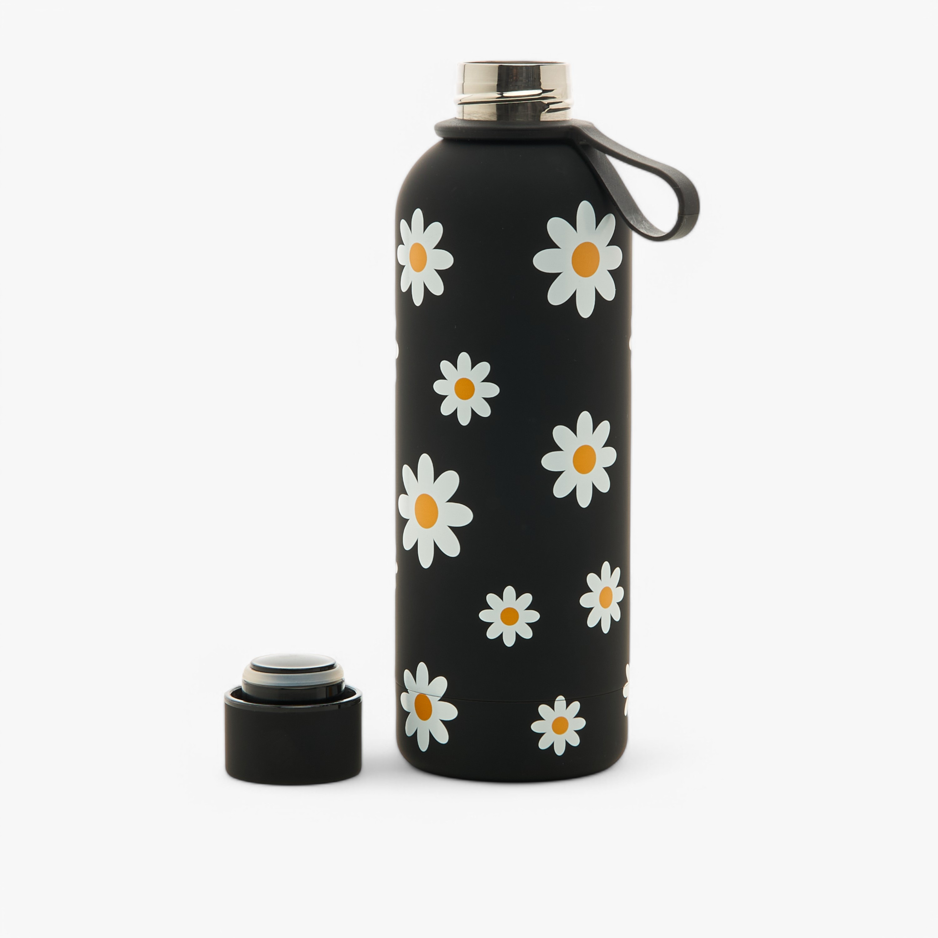 Floral Print Water Bottle with Screw Lid and Handle - 500 ml-school-waterbottles-image-2