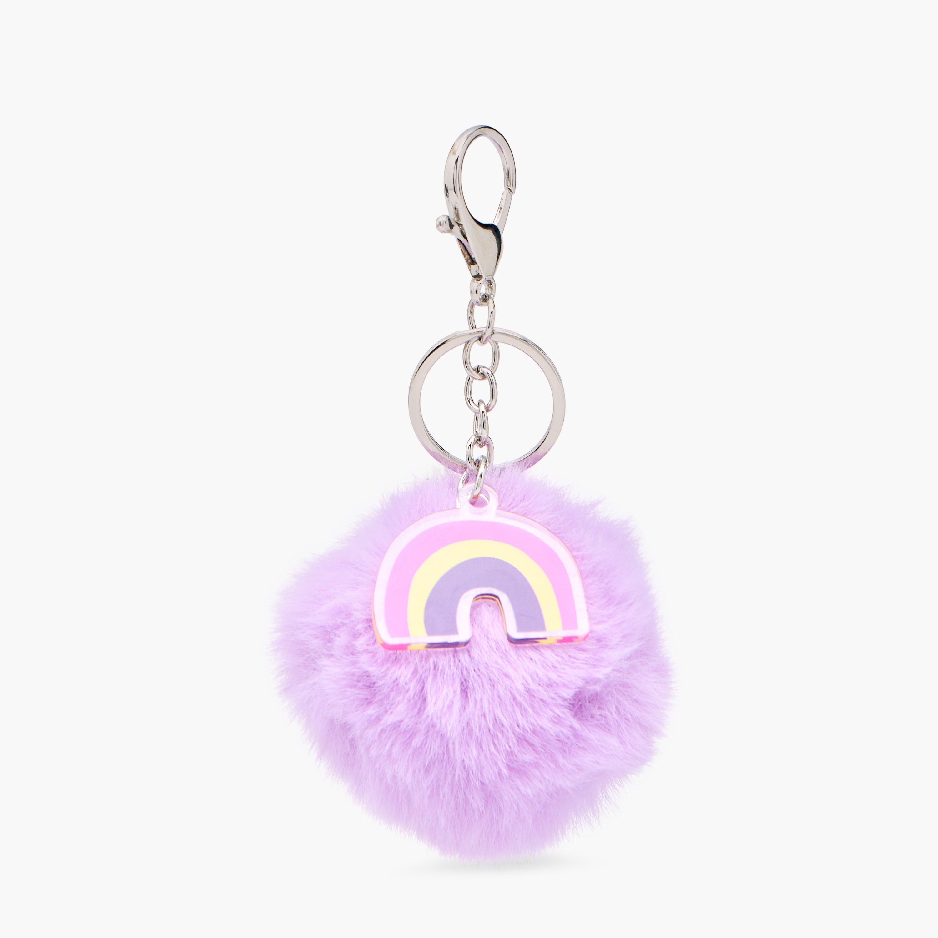 Pom Pom Accent Keychain with Lobster Hook-girls-accessories-keyringsandbagcharms-image-1