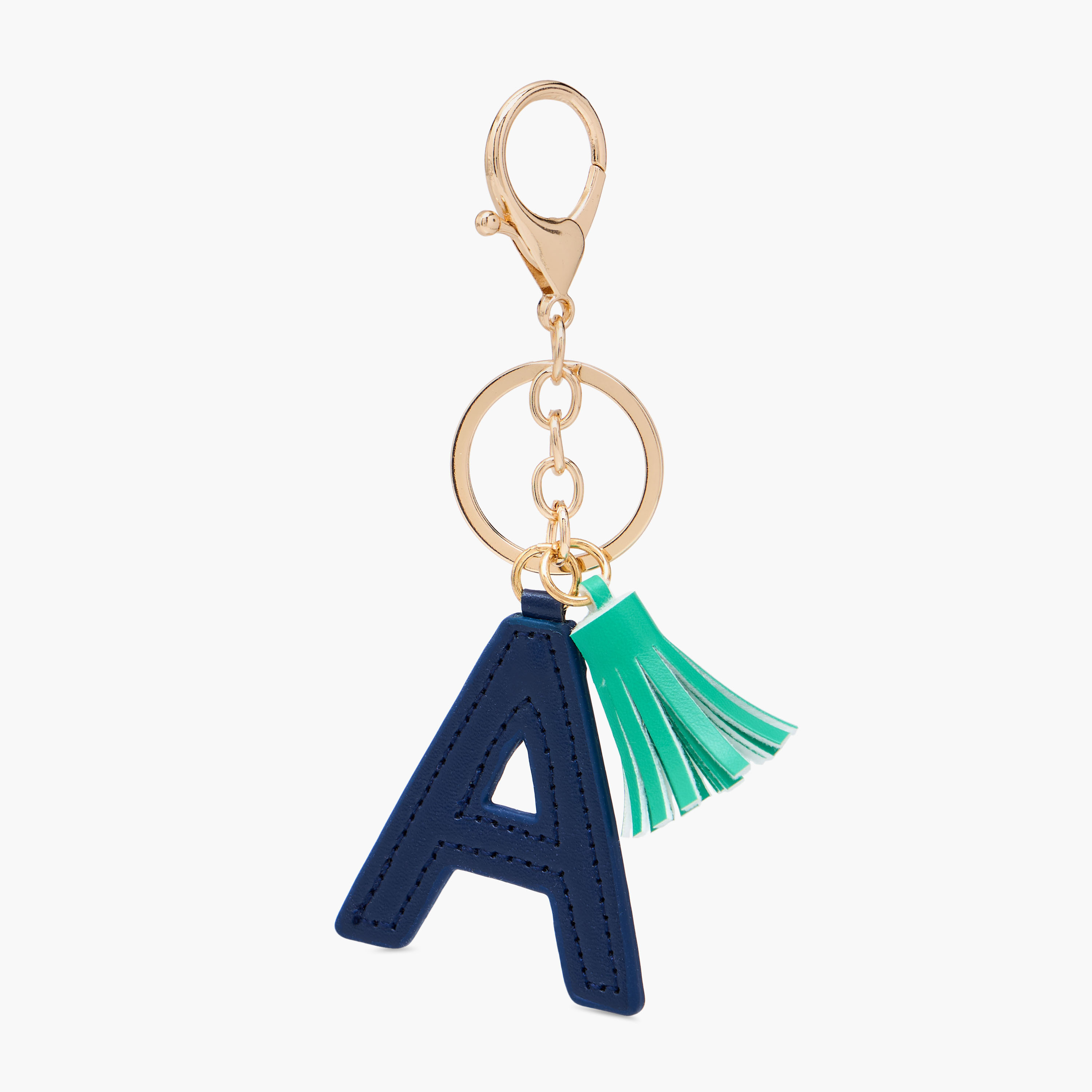Initial "A" Accent Keychain with Lobster Hook and Tassel Charm-girls-accessories-keyringsandbagcharms-image-1