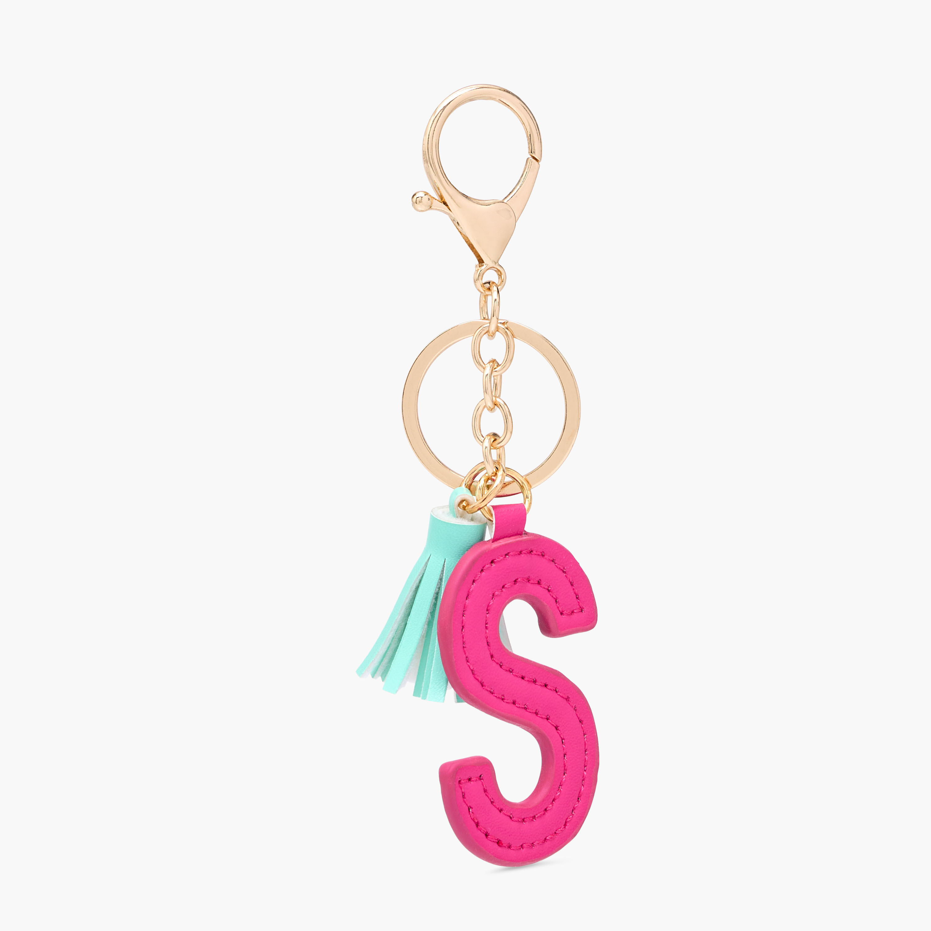 Initial "S" Accent Keychain with Lobster Hook and Tassel Charm-girls-accessories-keyringsandbagcharms-image-1