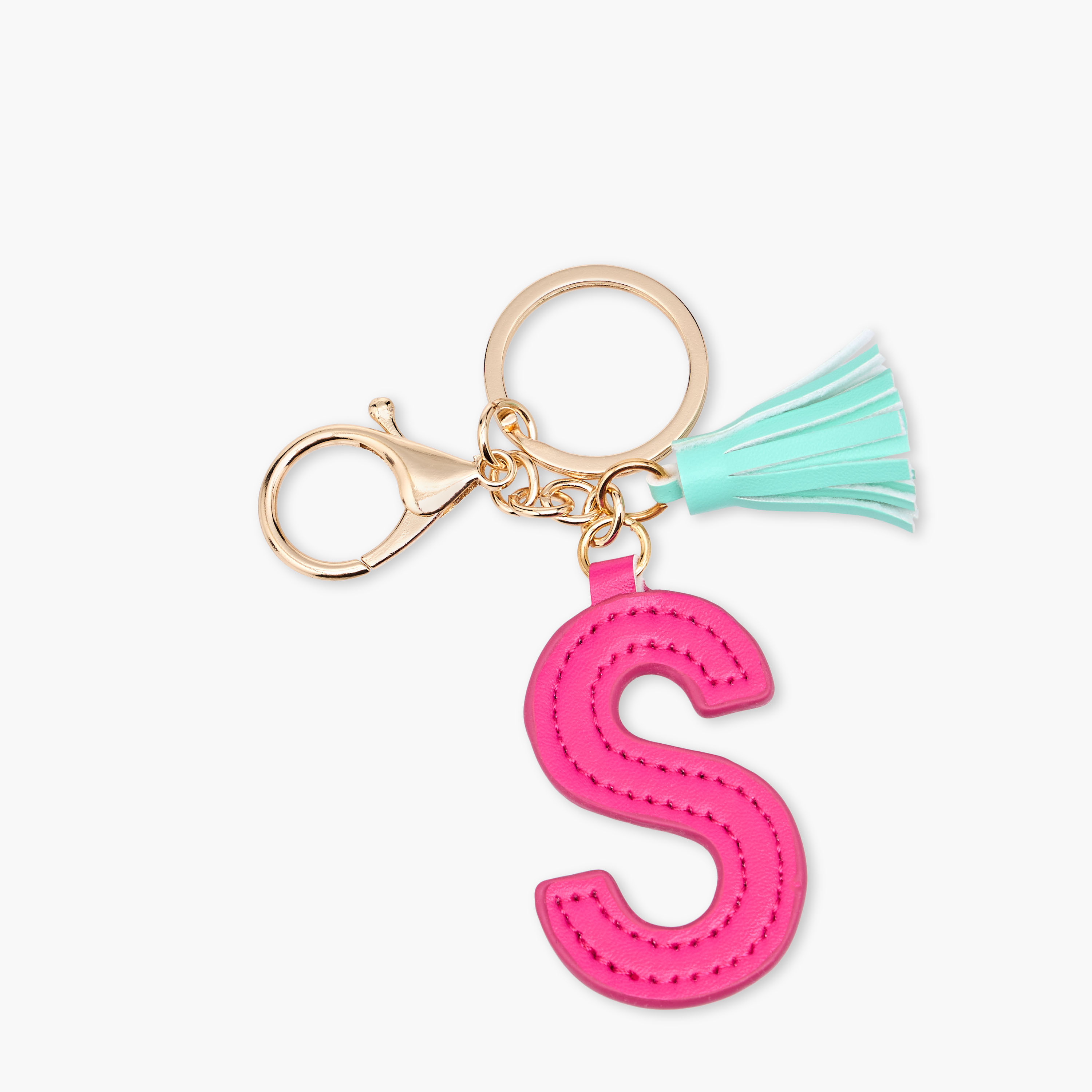 Initial "S" Accent Keychain with Lobster Hook and Tassel Charm-girls-accessories-keyringsandbagcharms-image-2
