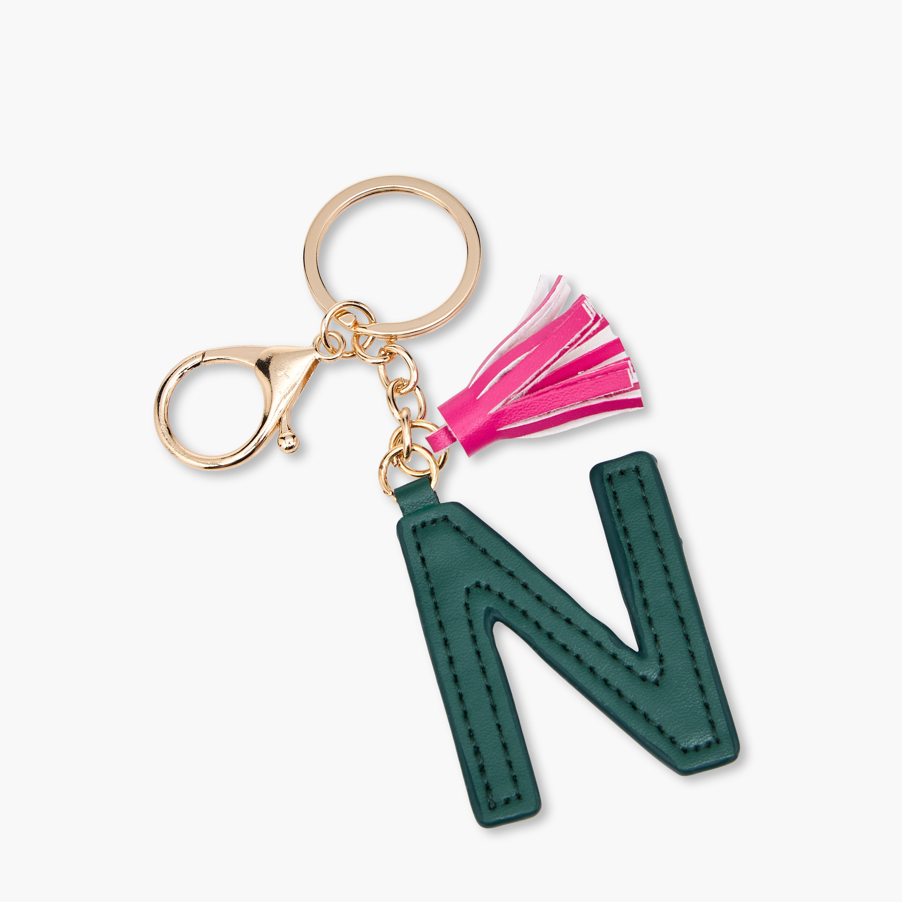 Initial "N" Accent Keychain with Lobster Hook and Tassel Charm-girls-accessories-keyringsandbagcharms-image-2